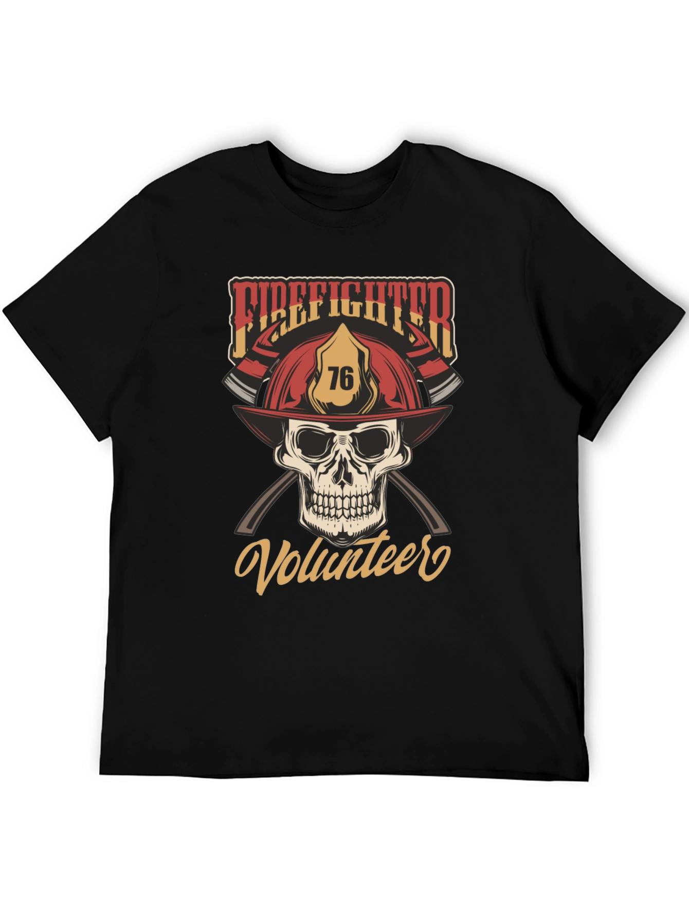 Firefighter Volunteer Skull T-Shirt