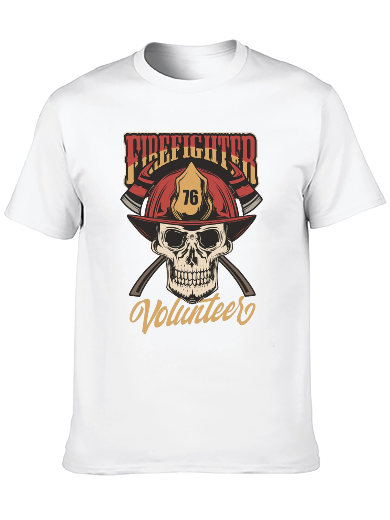 Firefighter Volunteer Skull T-Shirt