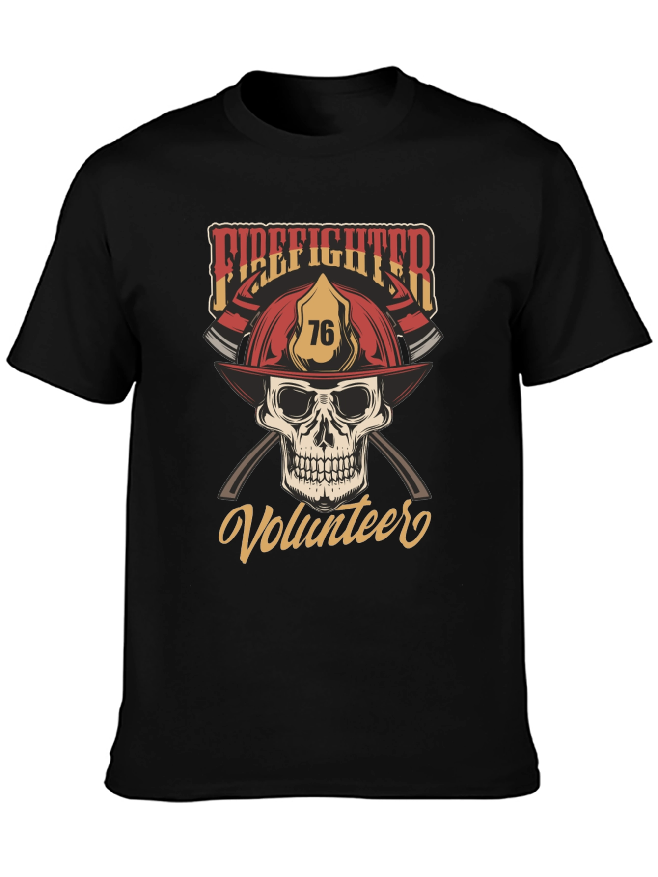 Firefighter Volunteer Skull T-Shirt