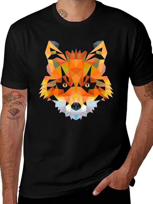 Geometric Fox Head T-Shirt - Modern Graphic Tee