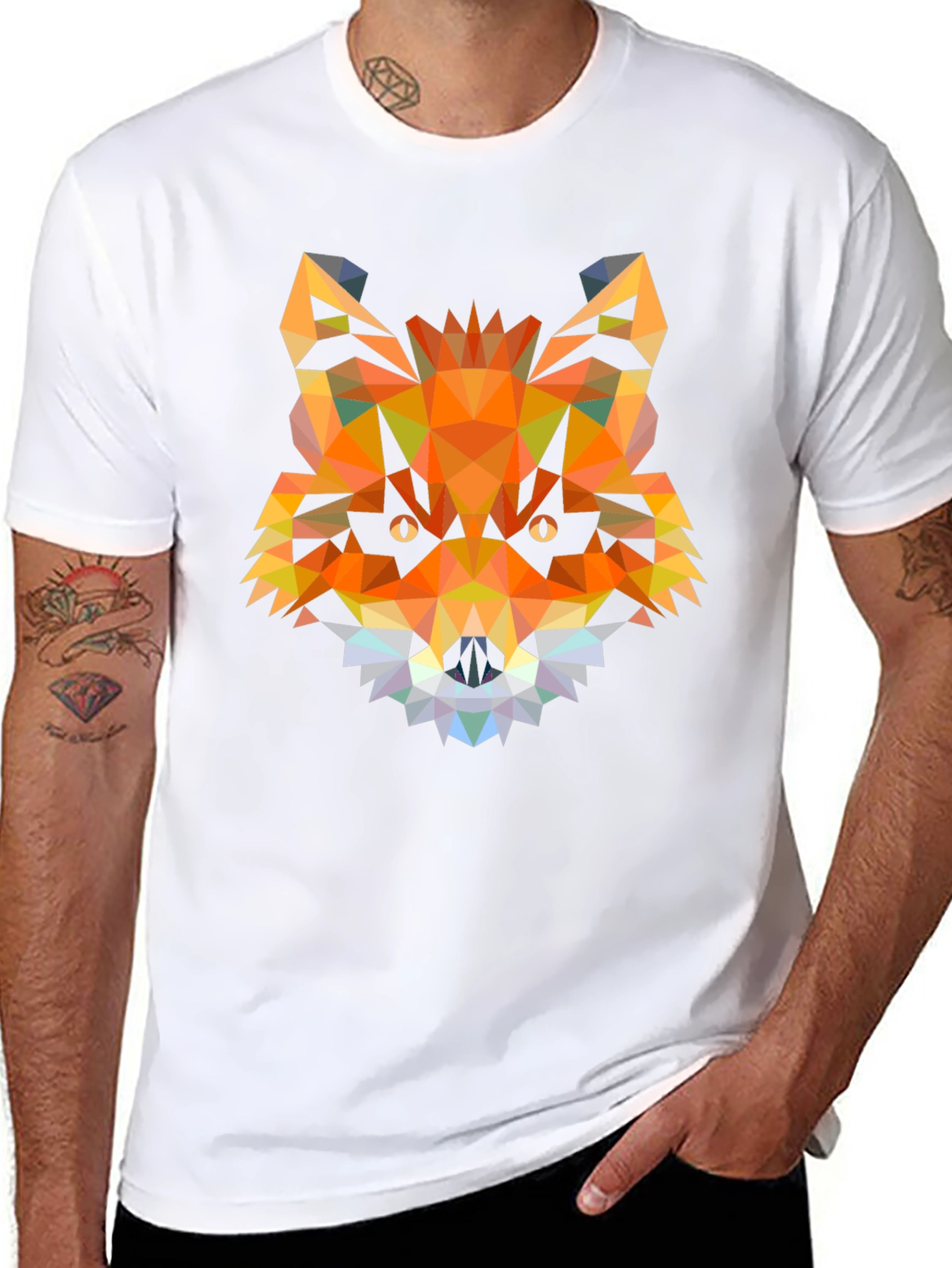 Geometric Fox Head T-Shirt - Modern Graphic Tee