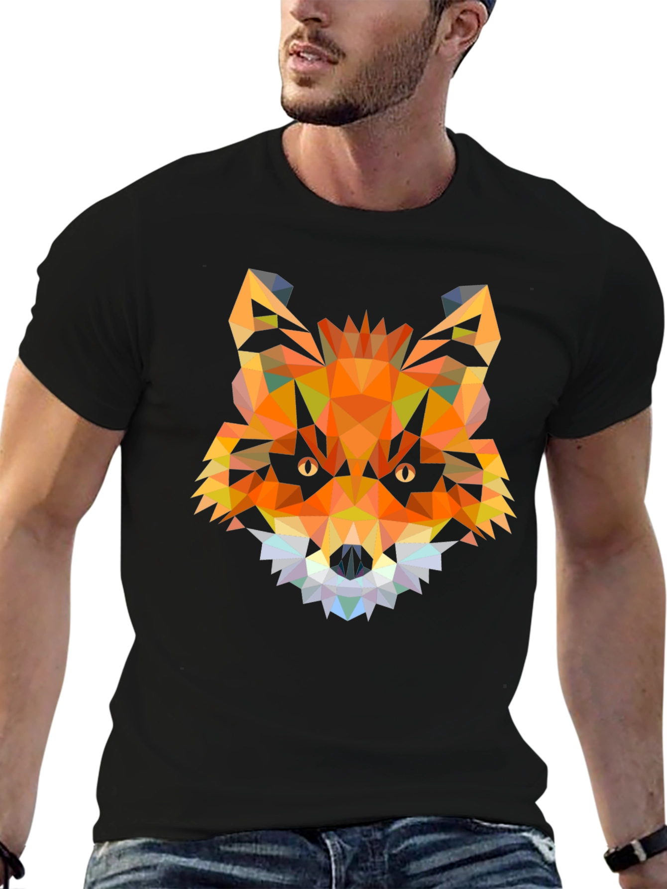 Geometric Fox Head T-Shirt - Modern Graphic Tee
