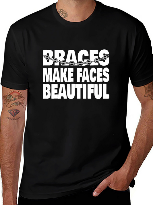 Braces Make Faces Beautiful Black Graphic Tee