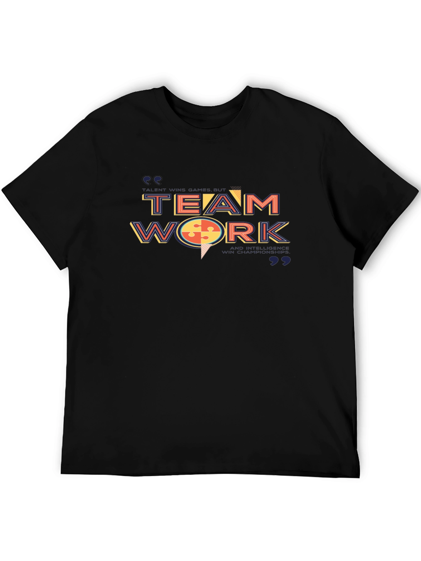 Teamwork Graphic T-Shirt - Stylish Crew Neck Tee
