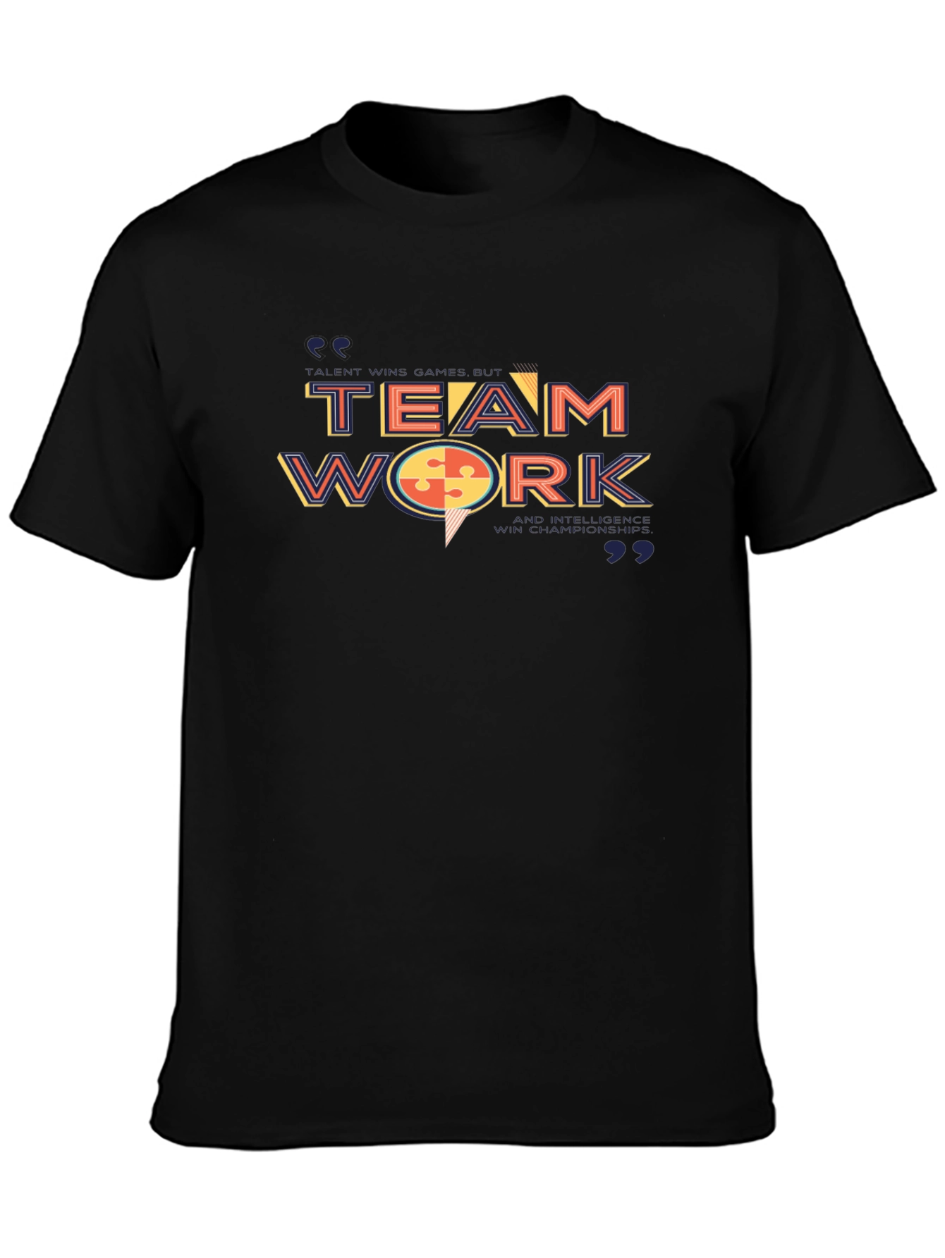 Teamwork Graphic T-Shirt - Stylish Crew Neck Tee