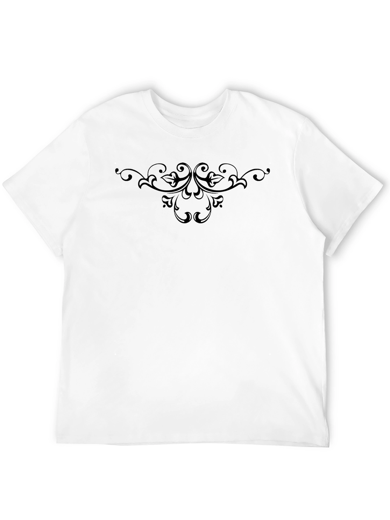 Mens Black Tee with Elegant Scroll Design