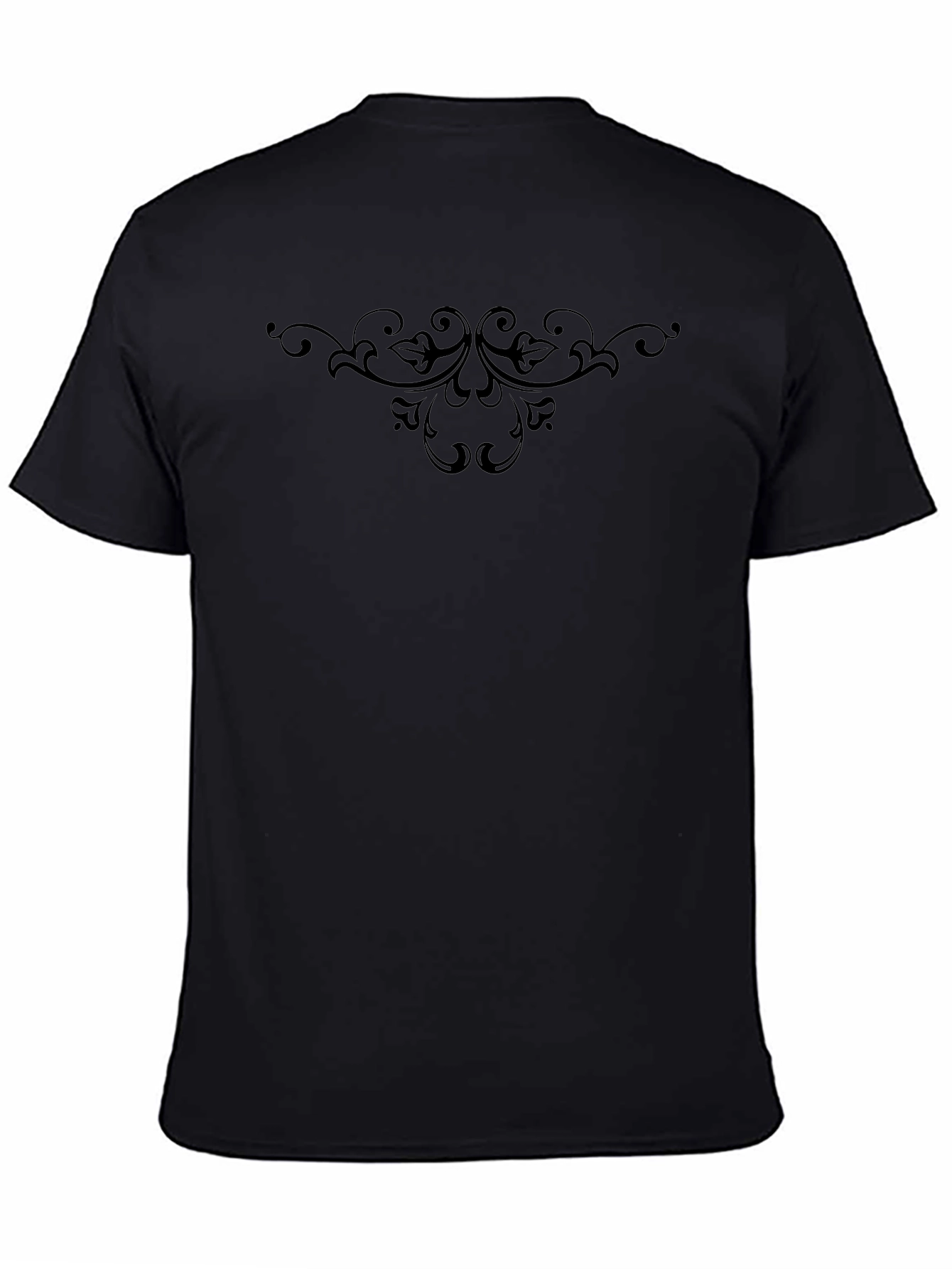 Mens Black Tee with Elegant Scroll Design