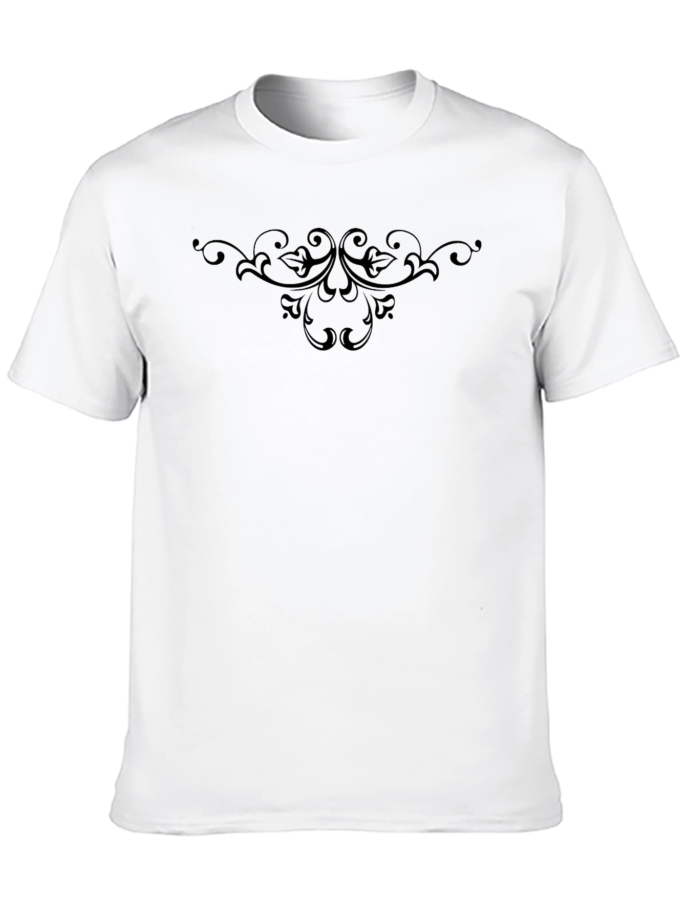Mens Black Tee with Elegant Scroll Design