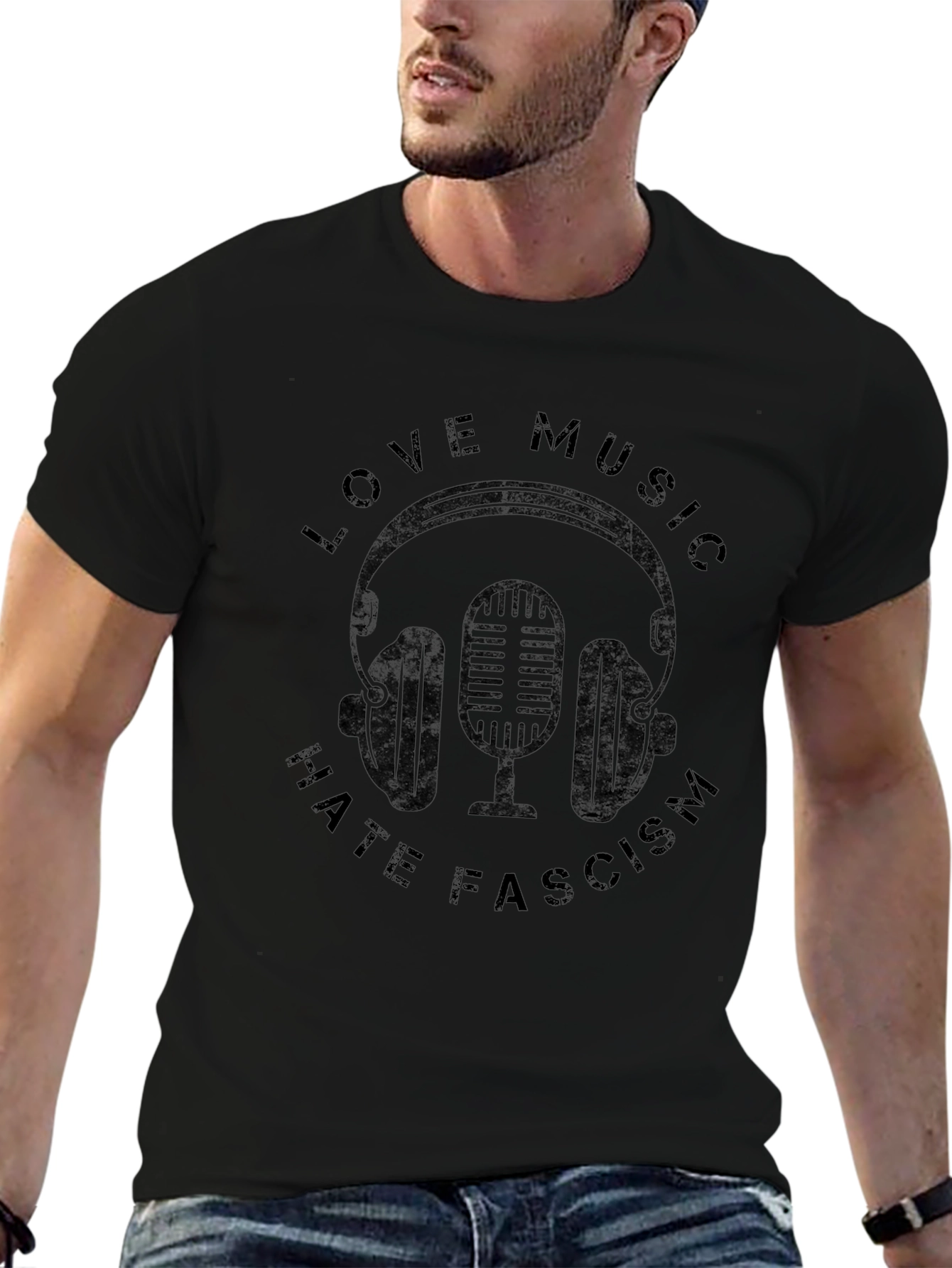 Love Music Hate Fascism Graphic T-Shirt