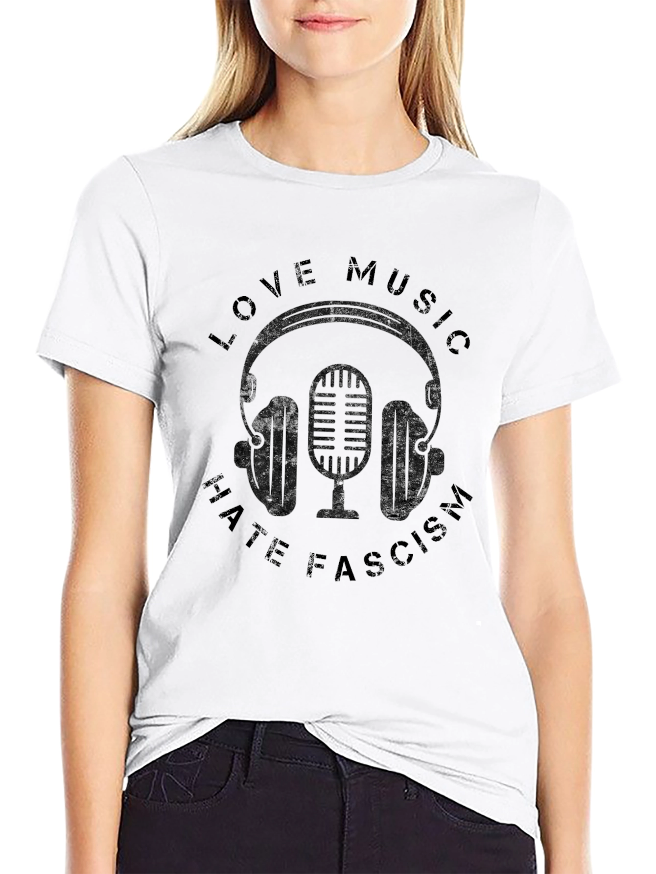 Love Music Hate Fascism Graphic T-Shirt