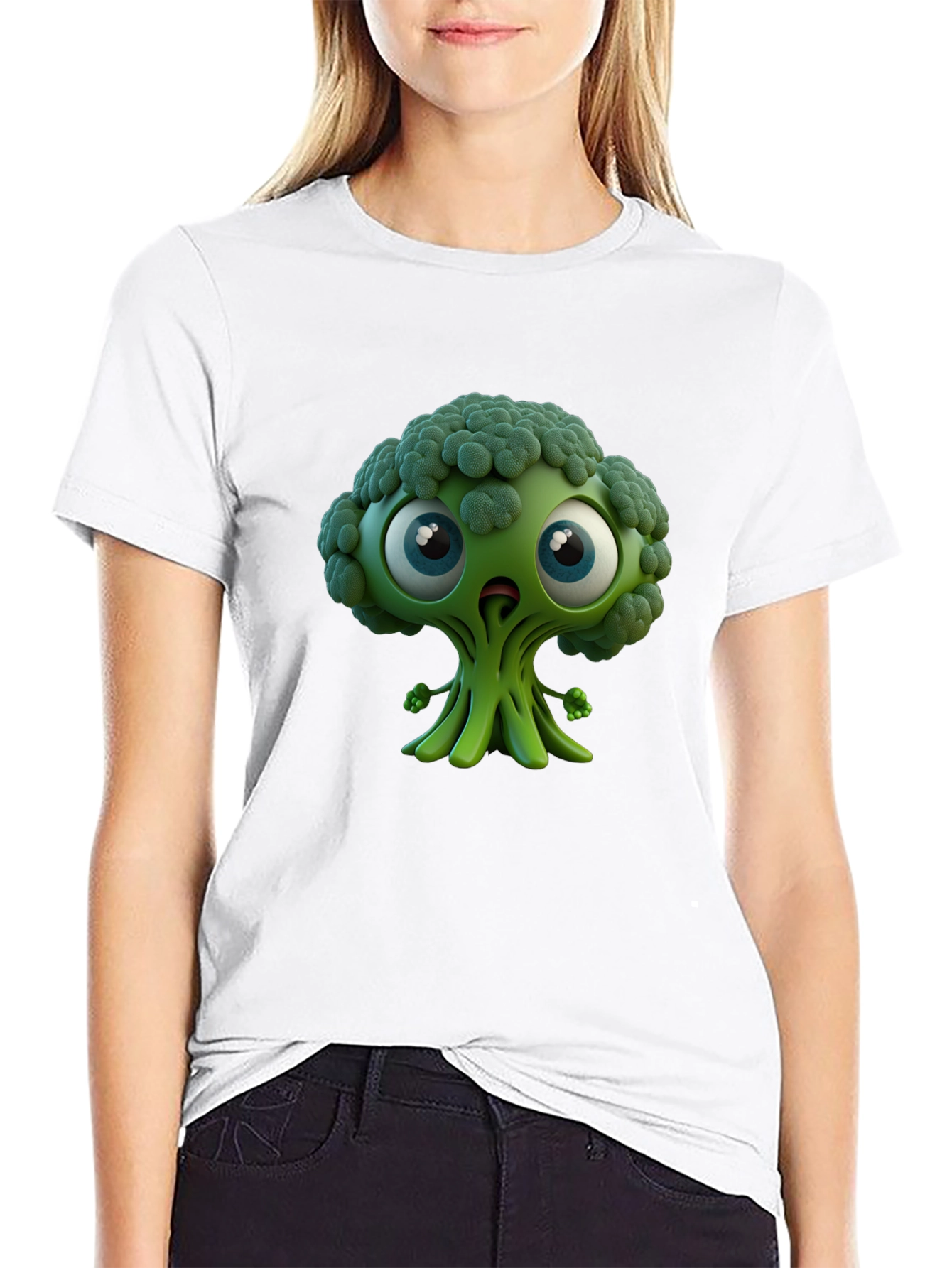 Broccoli Character Graphic T-Shirt