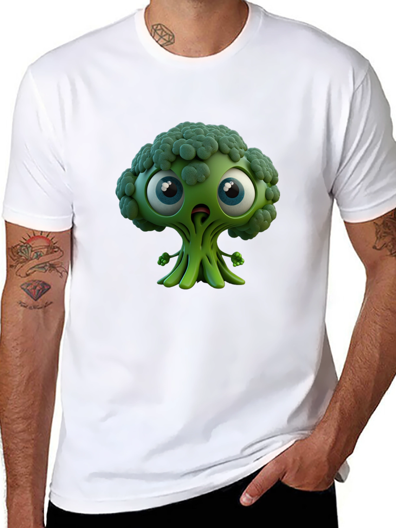 Broccoli Character Graphic T-Shirt