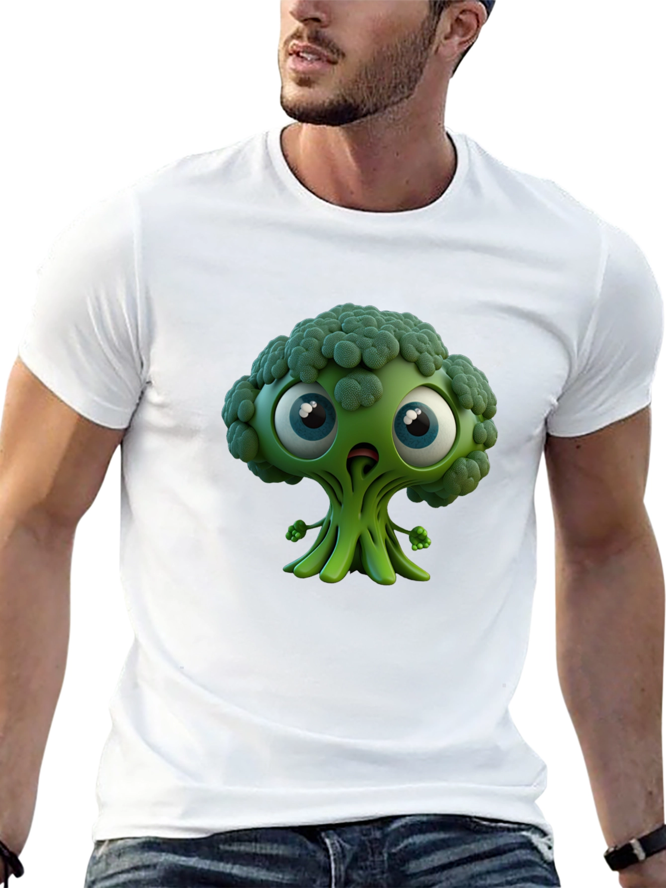 Broccoli Character Graphic T-Shirt