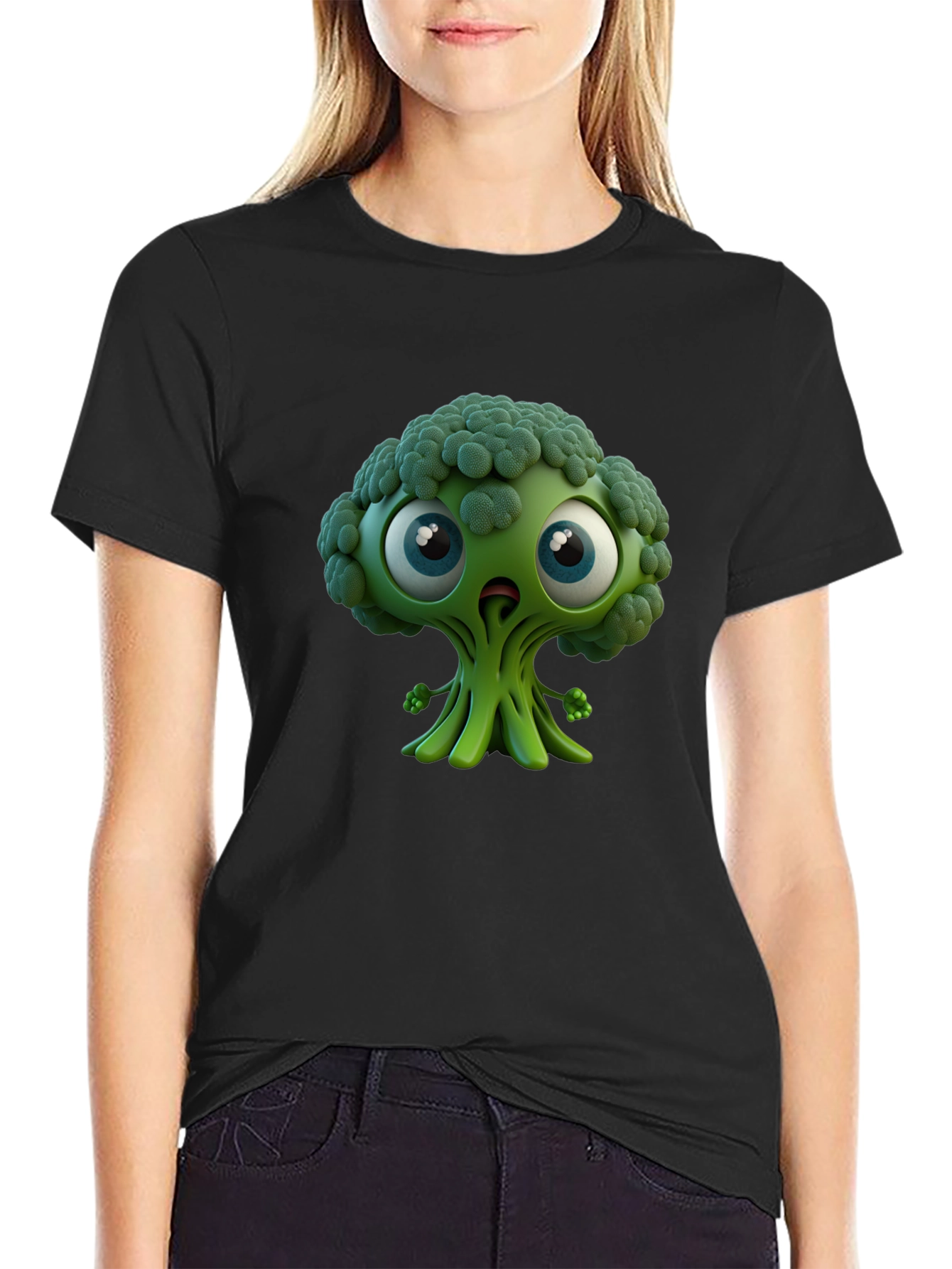 Broccoli Character Graphic T-Shirt