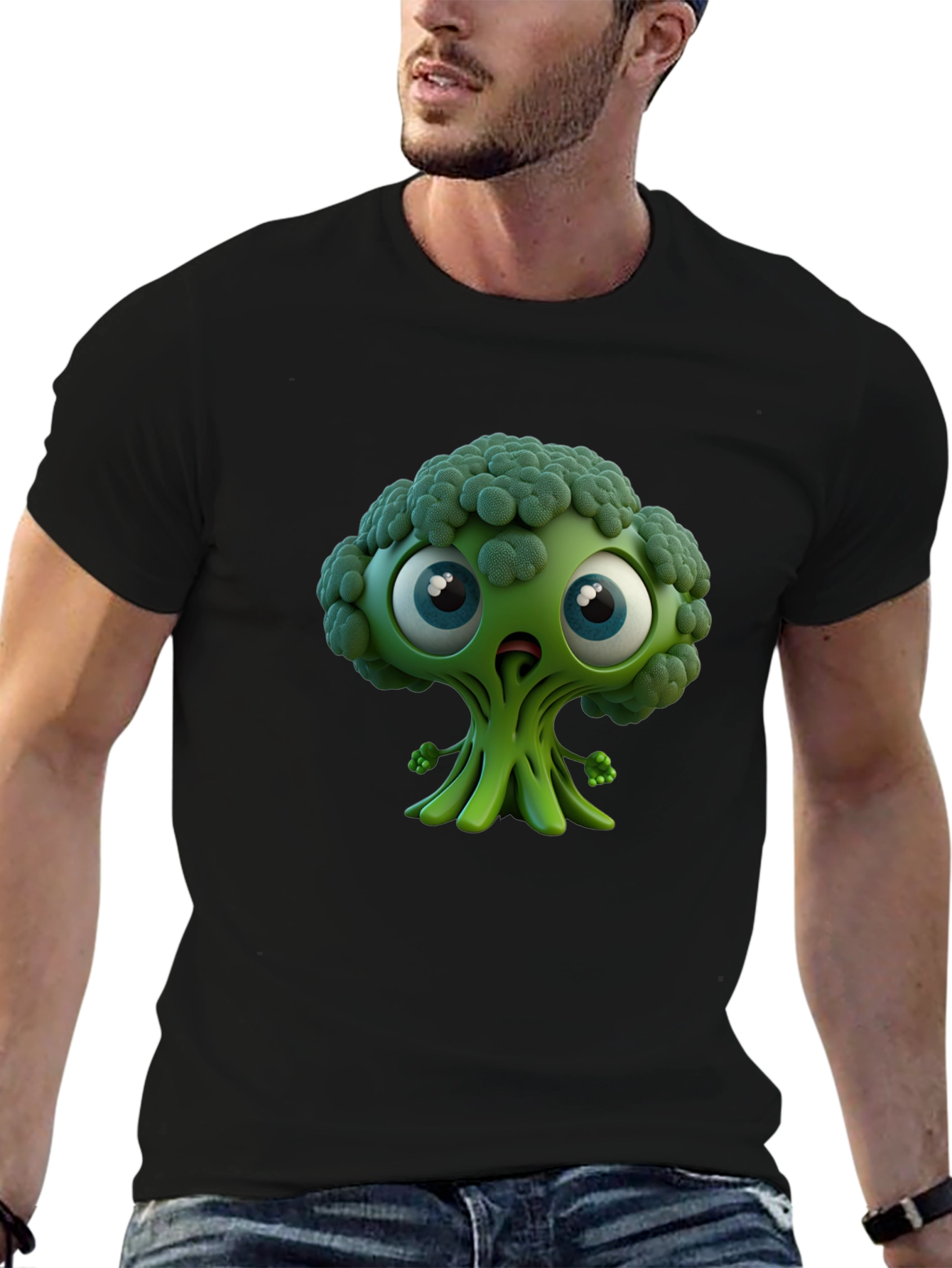 Broccoli Character Graphic T-Shirt