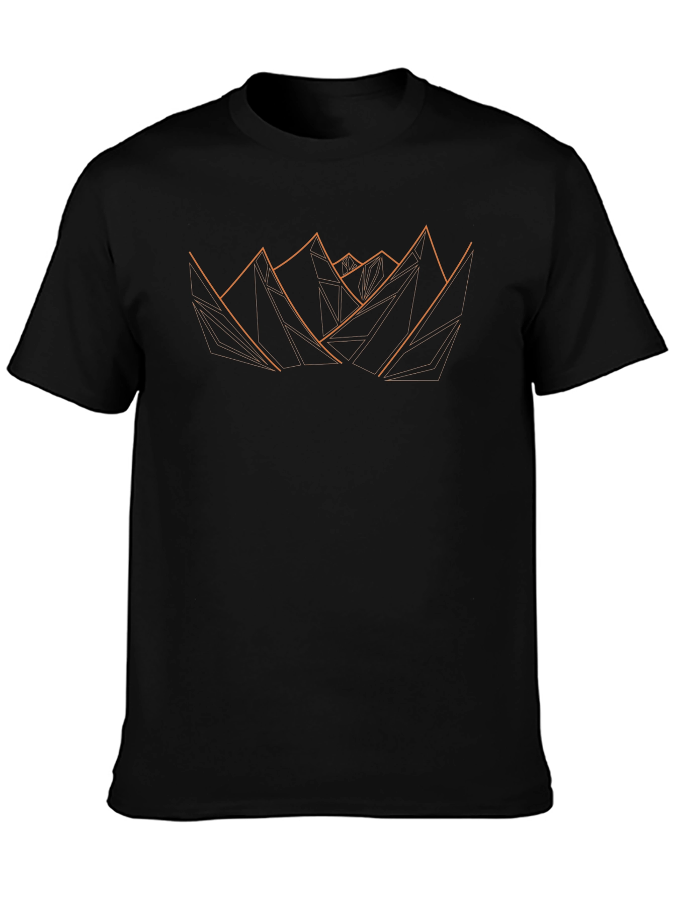 Geometric Mountain Graphic Tee - Modern Design Black