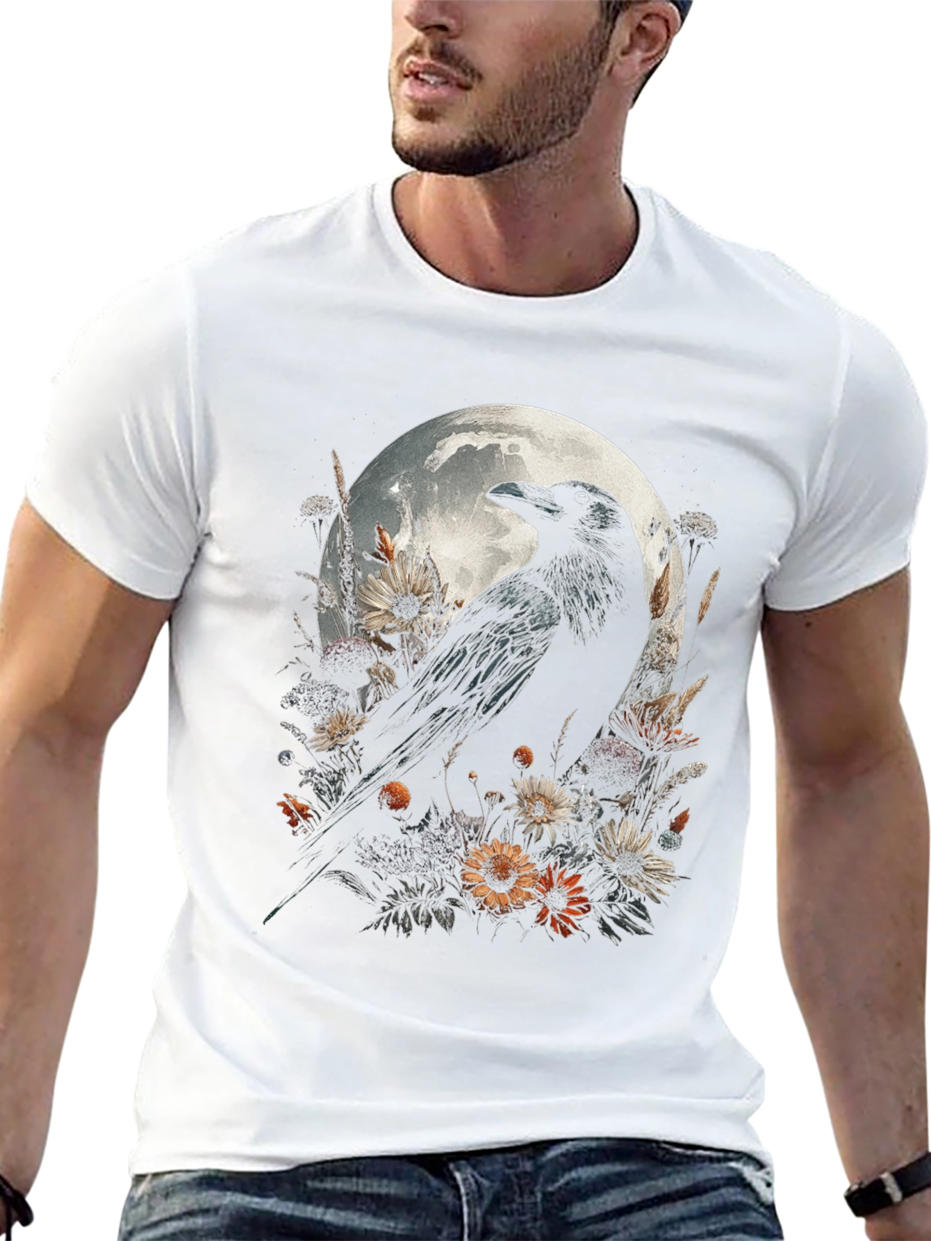 Raven & Moon Graphic Tee - Mens Black T-Shirt
