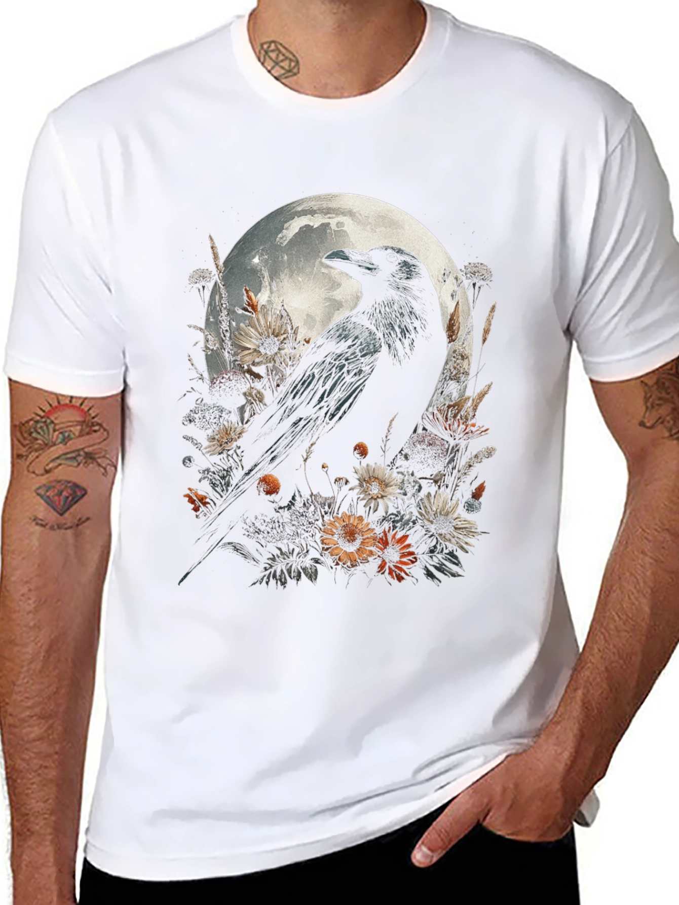 Raven & Moon Graphic Tee - Mens Black T-Shirt