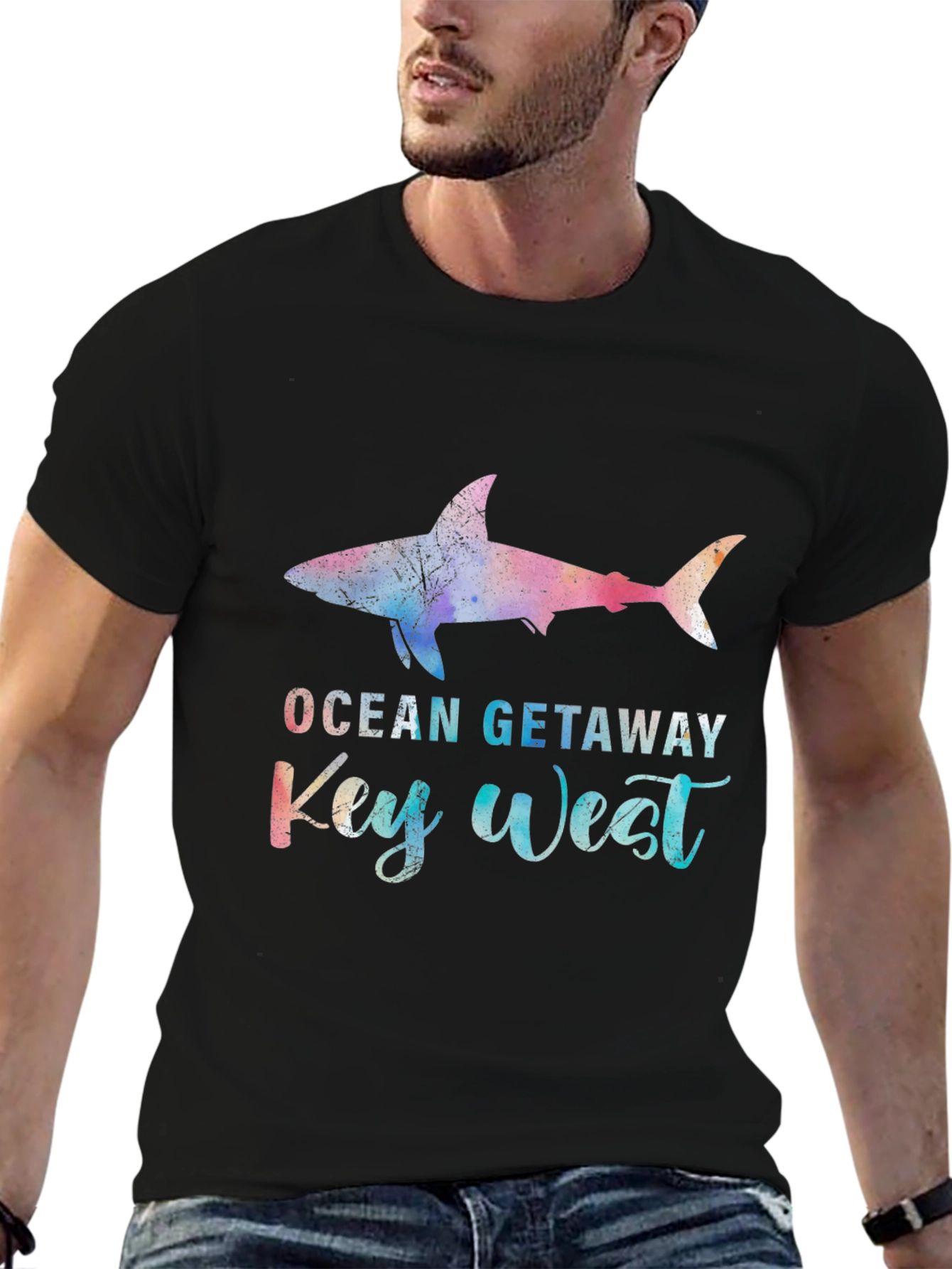 Ocean Getaway Key West Shark Graphic T-Shirt