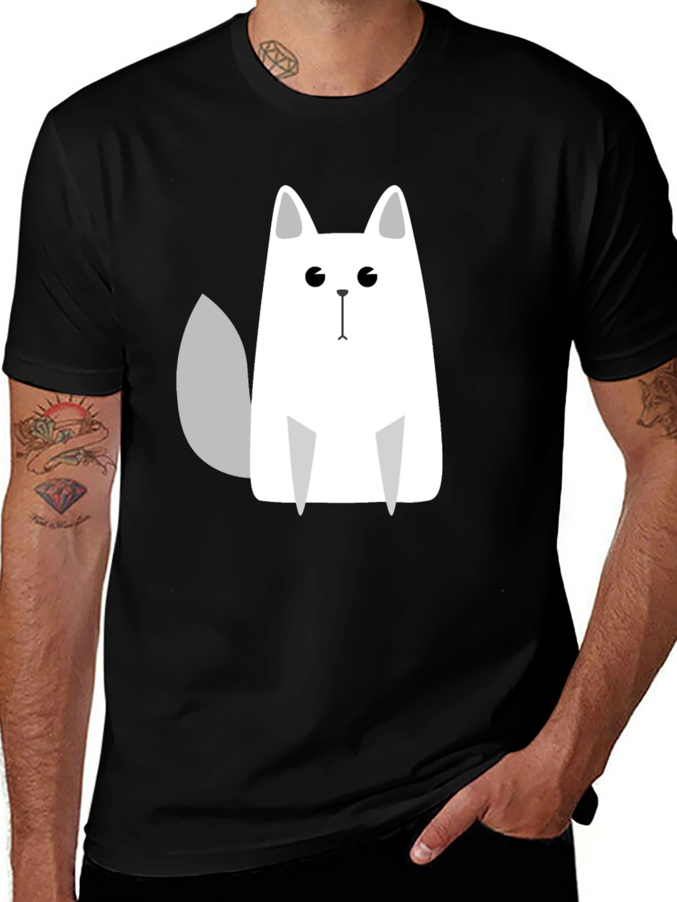 Cool Cat Graphic Print Black T-Shirt