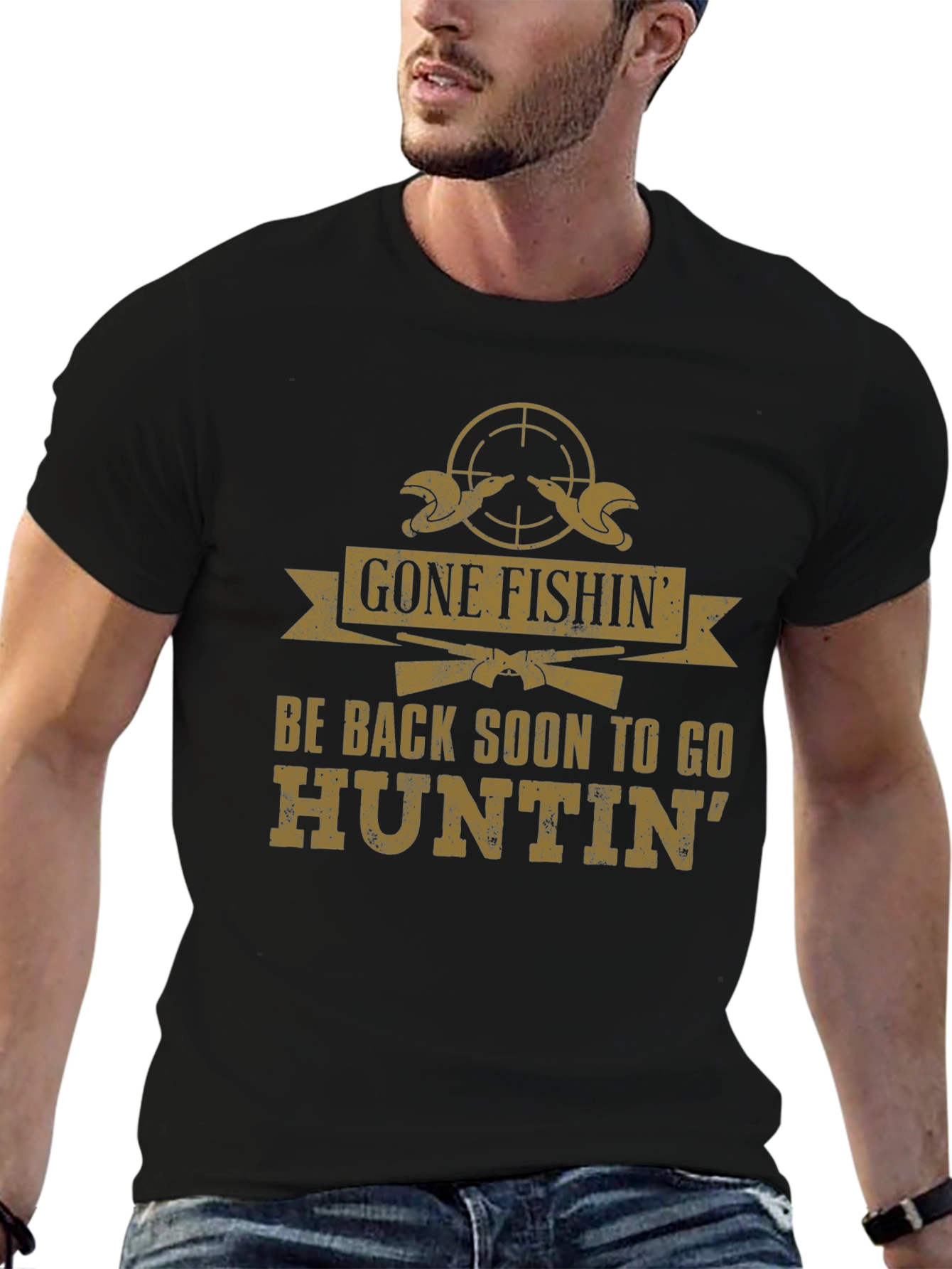 Gone Fishin Huntin Graphic Tee