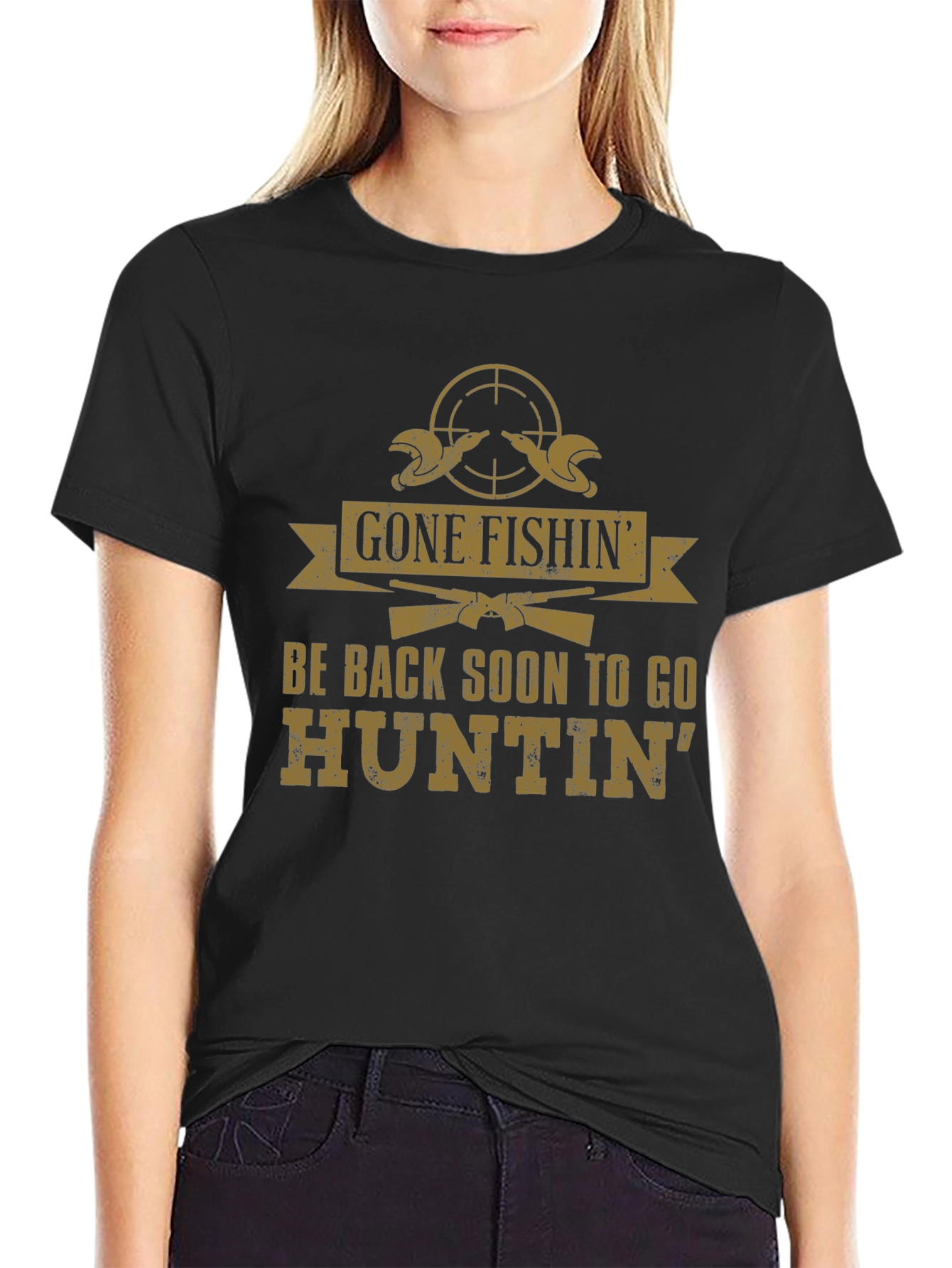 Gone Fishin Huntin Graphic Tee