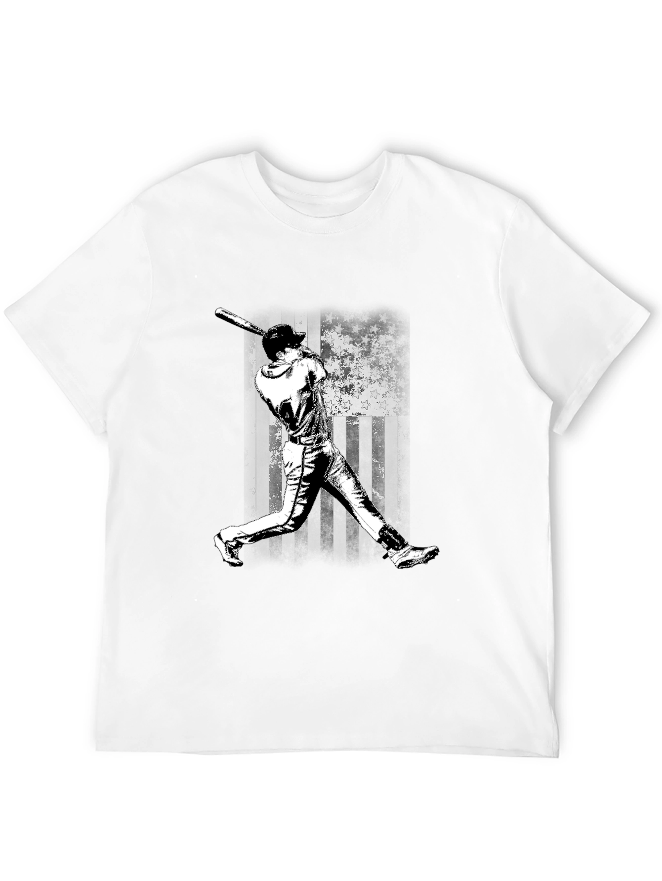 Baseball Flag Graphic Tee - Black Cotton T-Shirt