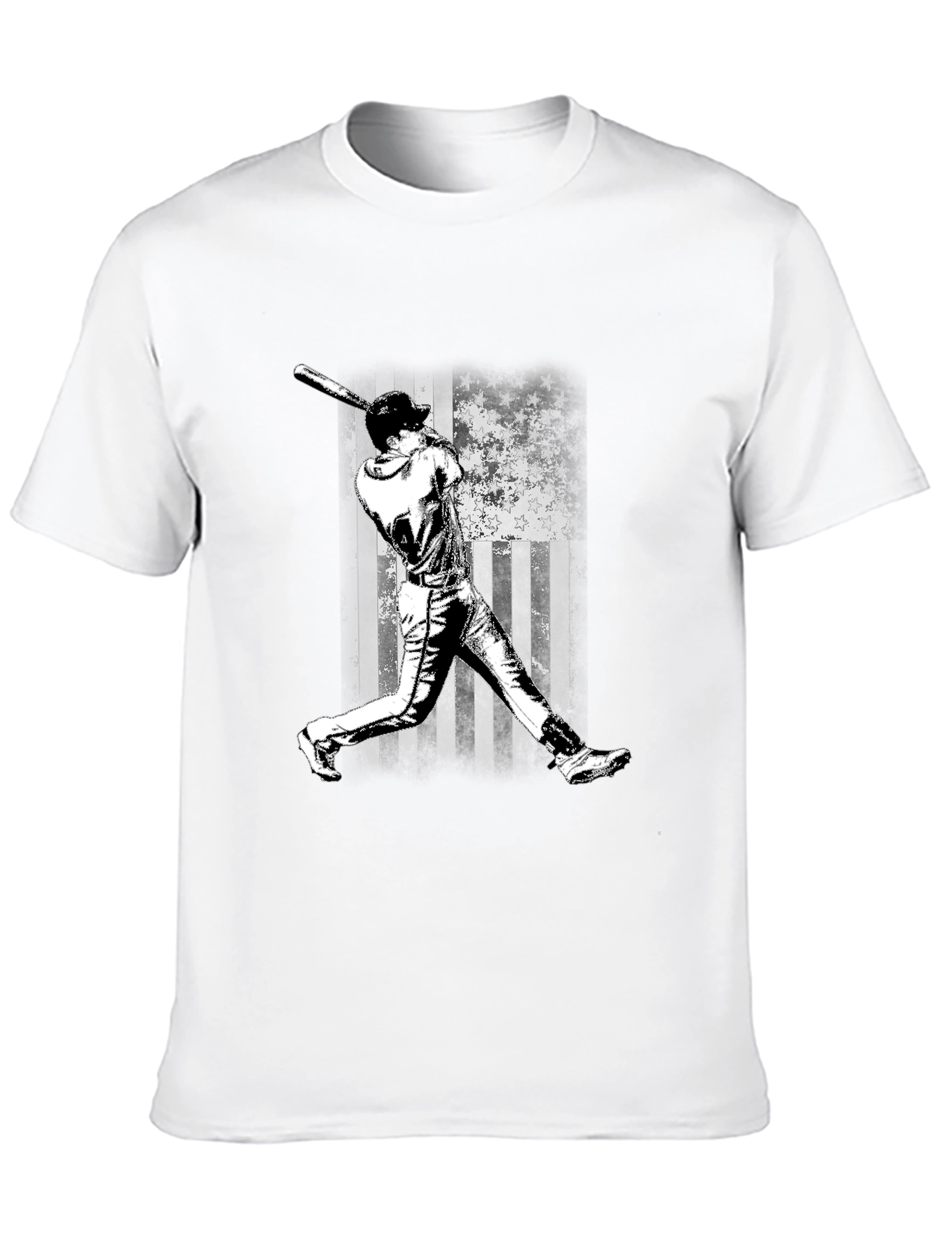 Baseball Flag Graphic Tee - Black Cotton T-Shirt