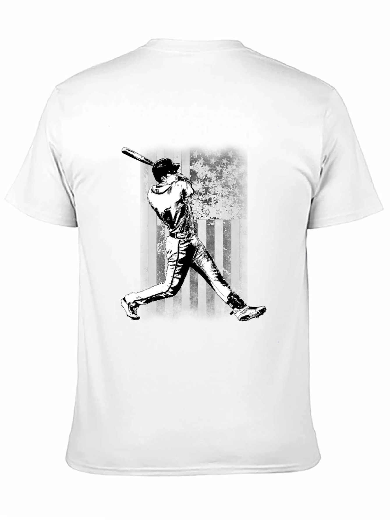 Baseball Flag Graphic Tee - Black Cotton T-Shirt