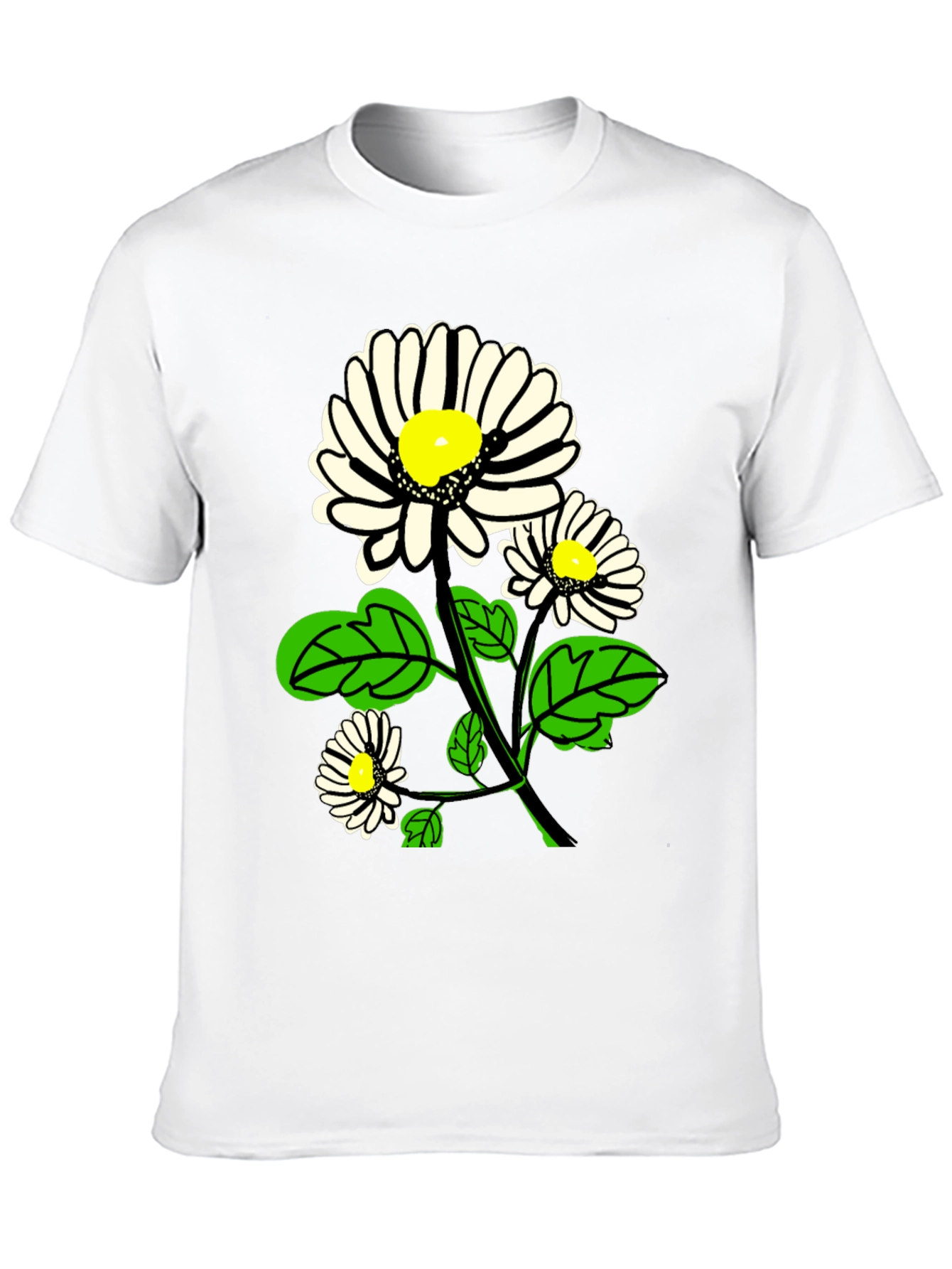 Daisy Graphic Print Black T-Shirt
