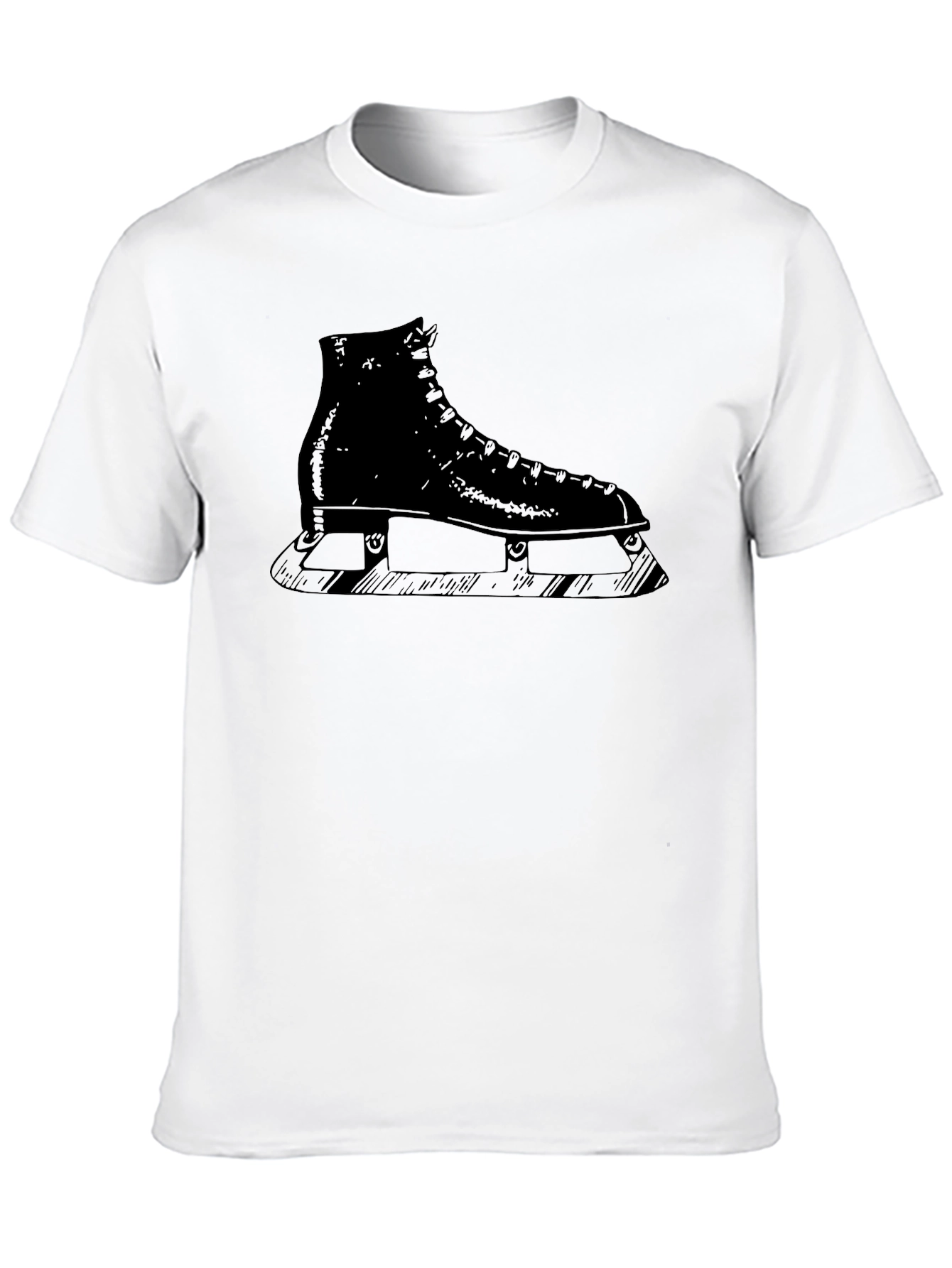 Mens Black T-Shirt with Ice Skate Design