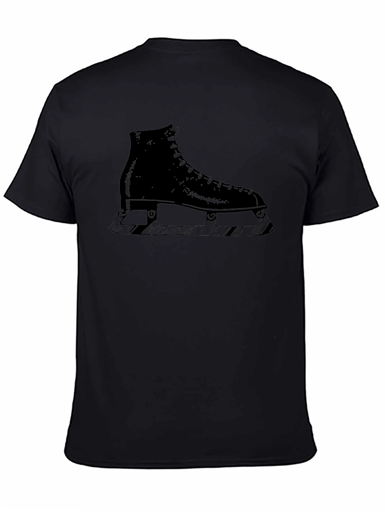 Mens Black T-Shirt with Ice Skate Design