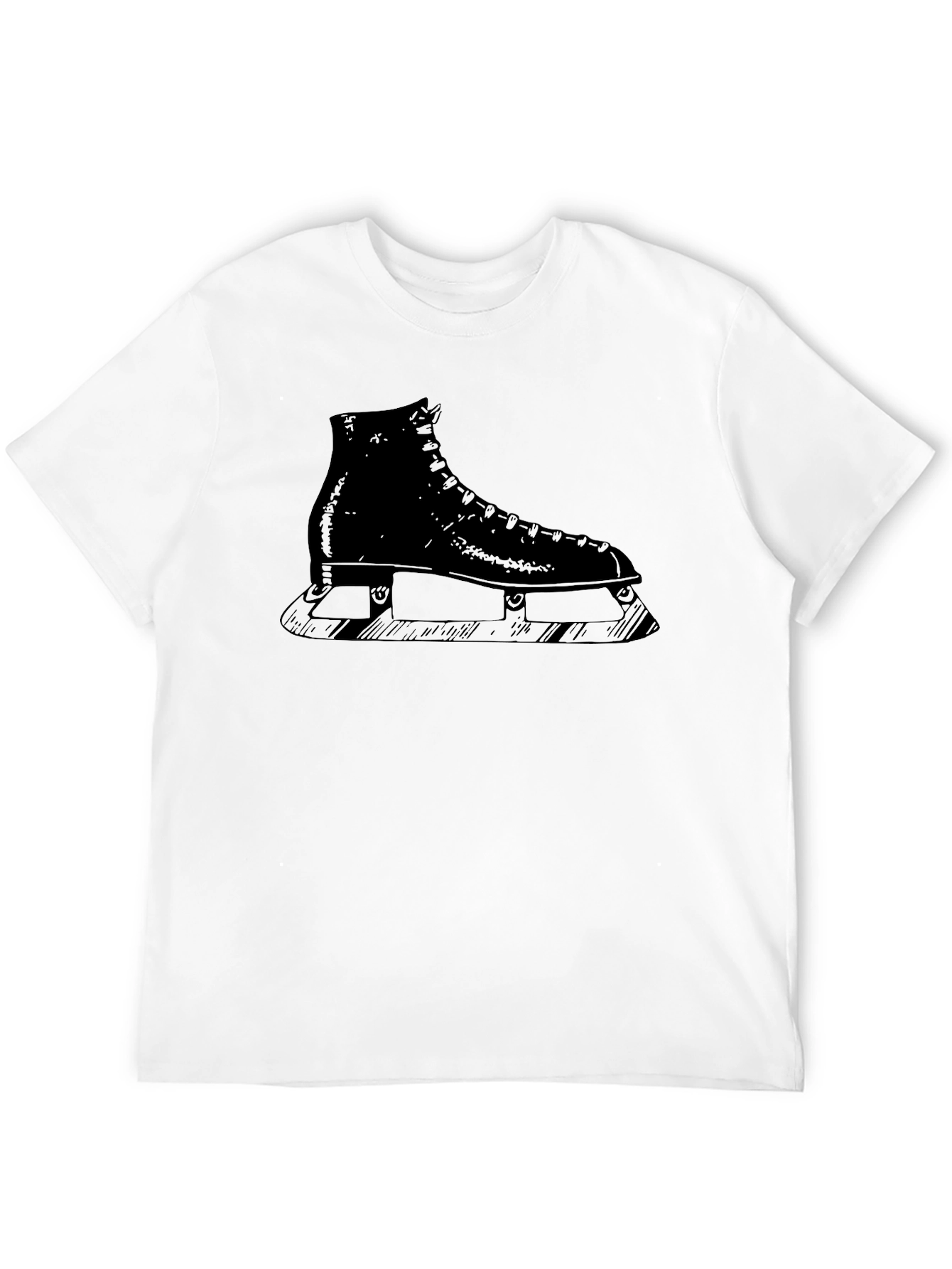 Mens Black T-Shirt with Ice Skate Design