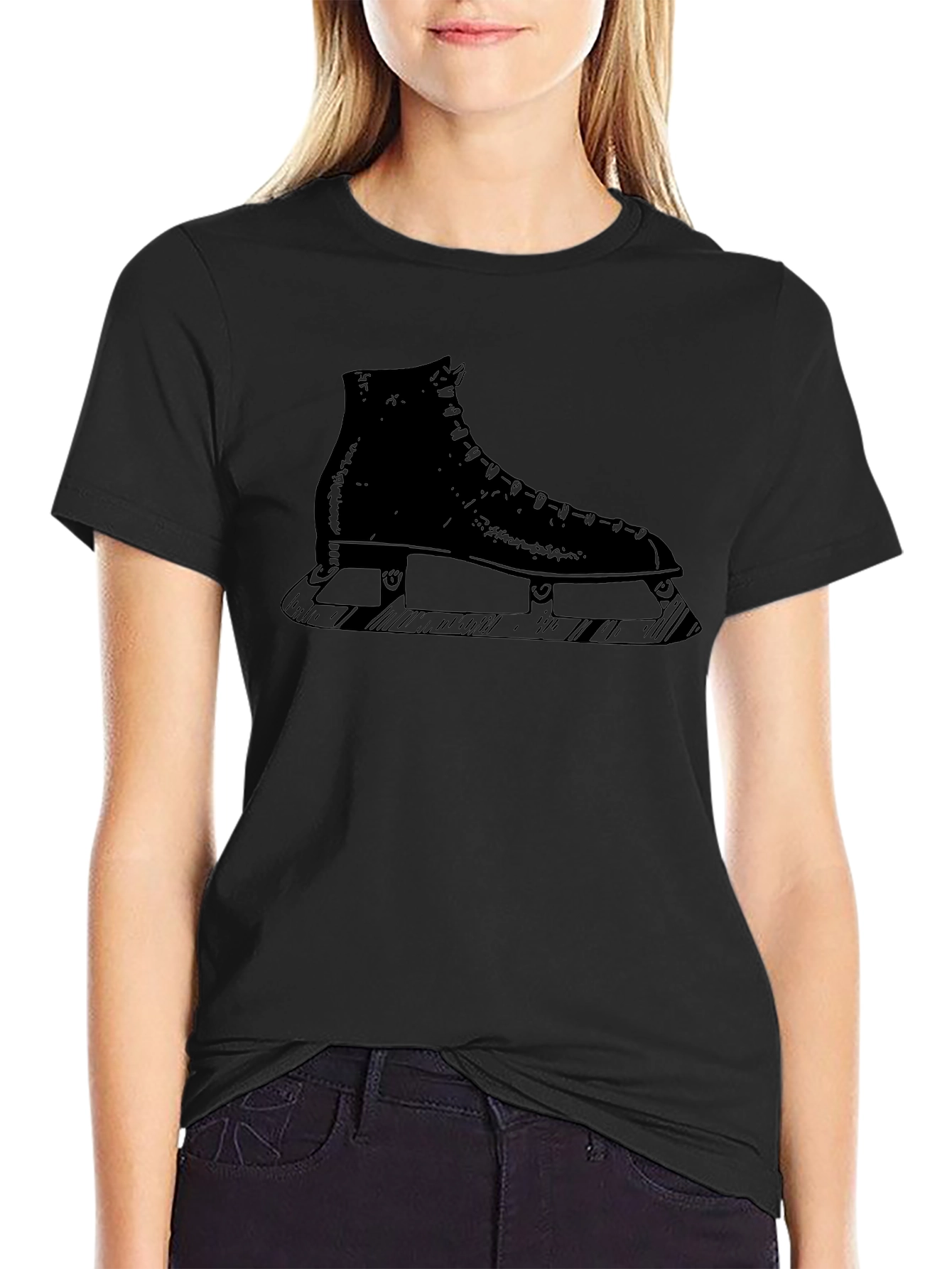 Mens Black T-Shirt with Ice Skate Design