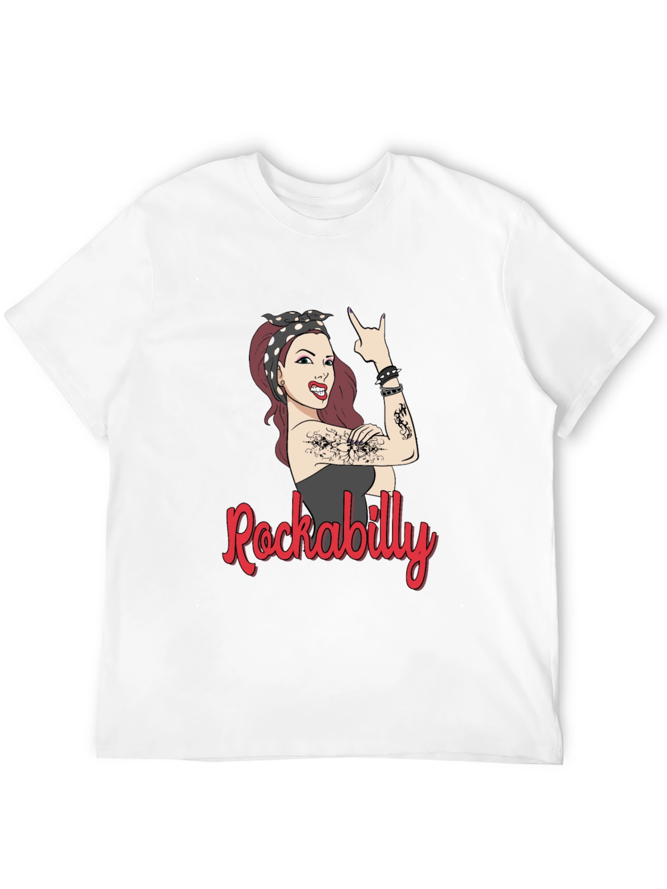 Rockabilly Woman Graphic T-Shirt - Black