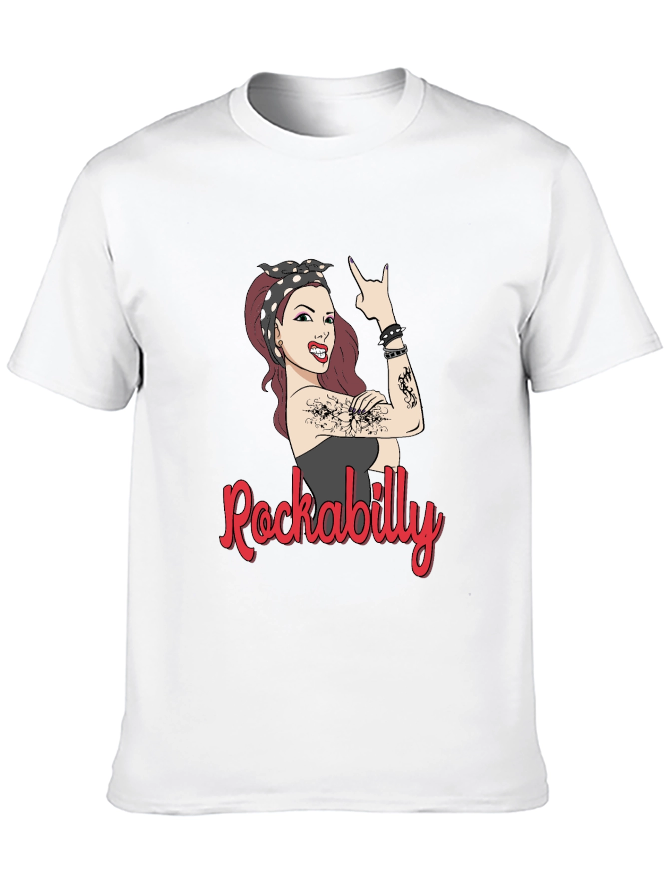 Rockabilly Woman Graphic T-Shirt - Black