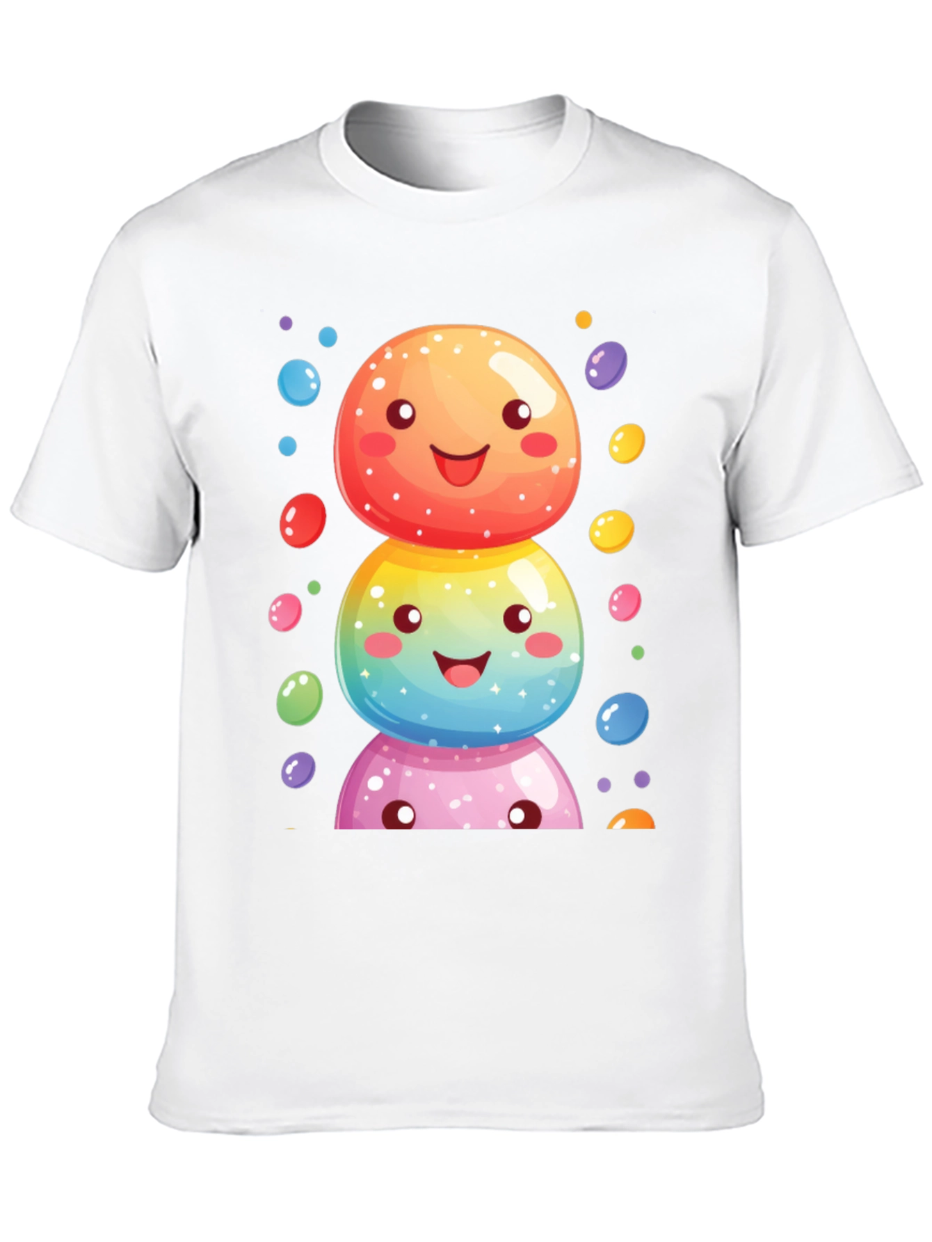 Whimsical Candy Stack Graphic Tee - Black