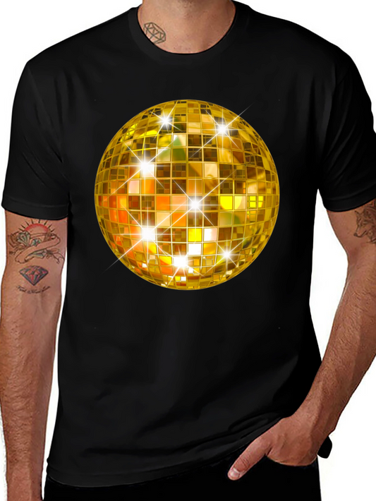 Golden Disco Ball T-Shirt - Sparkly Party Style