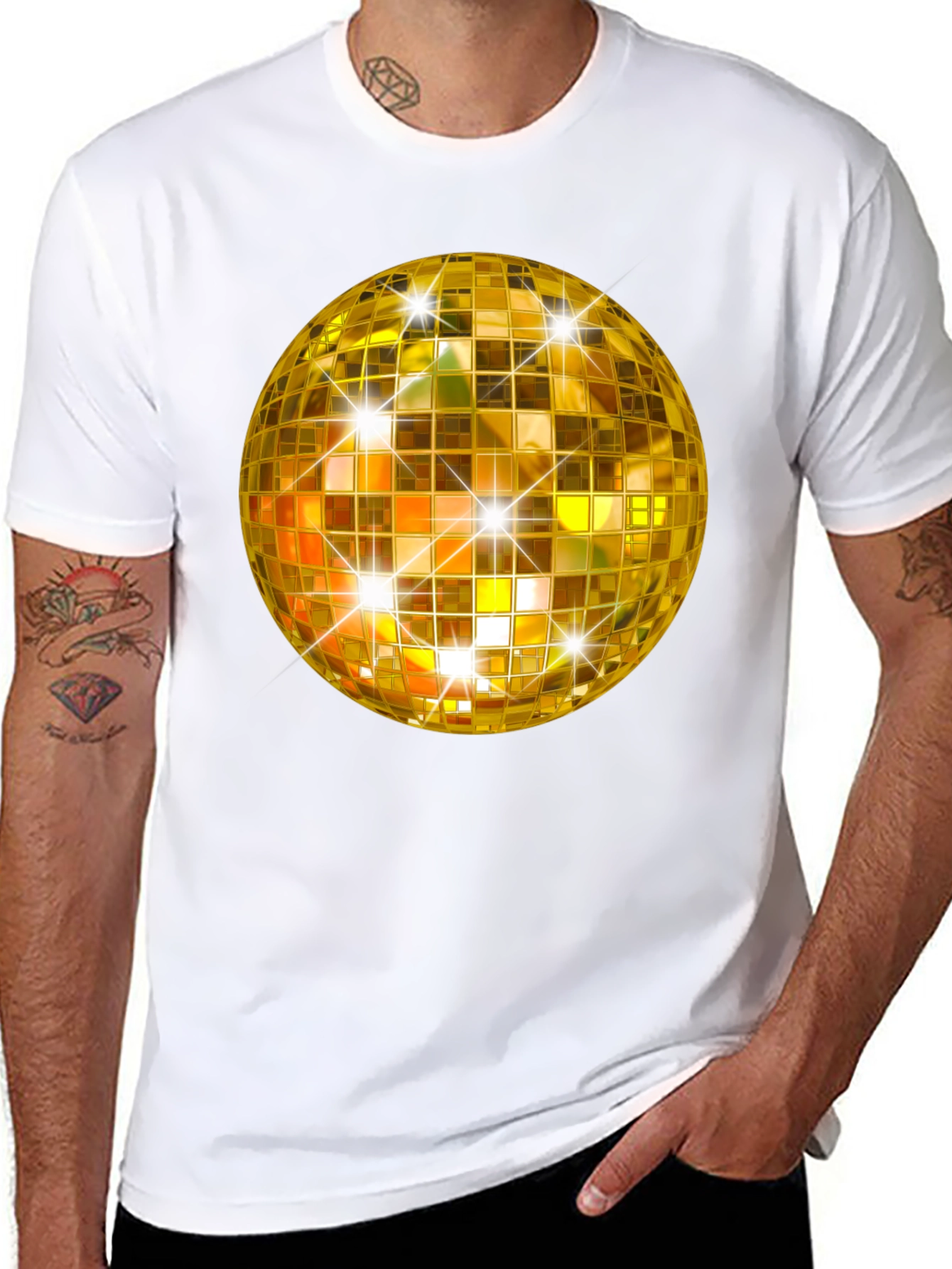Golden Disco Ball T-Shirt - Sparkly Party Style