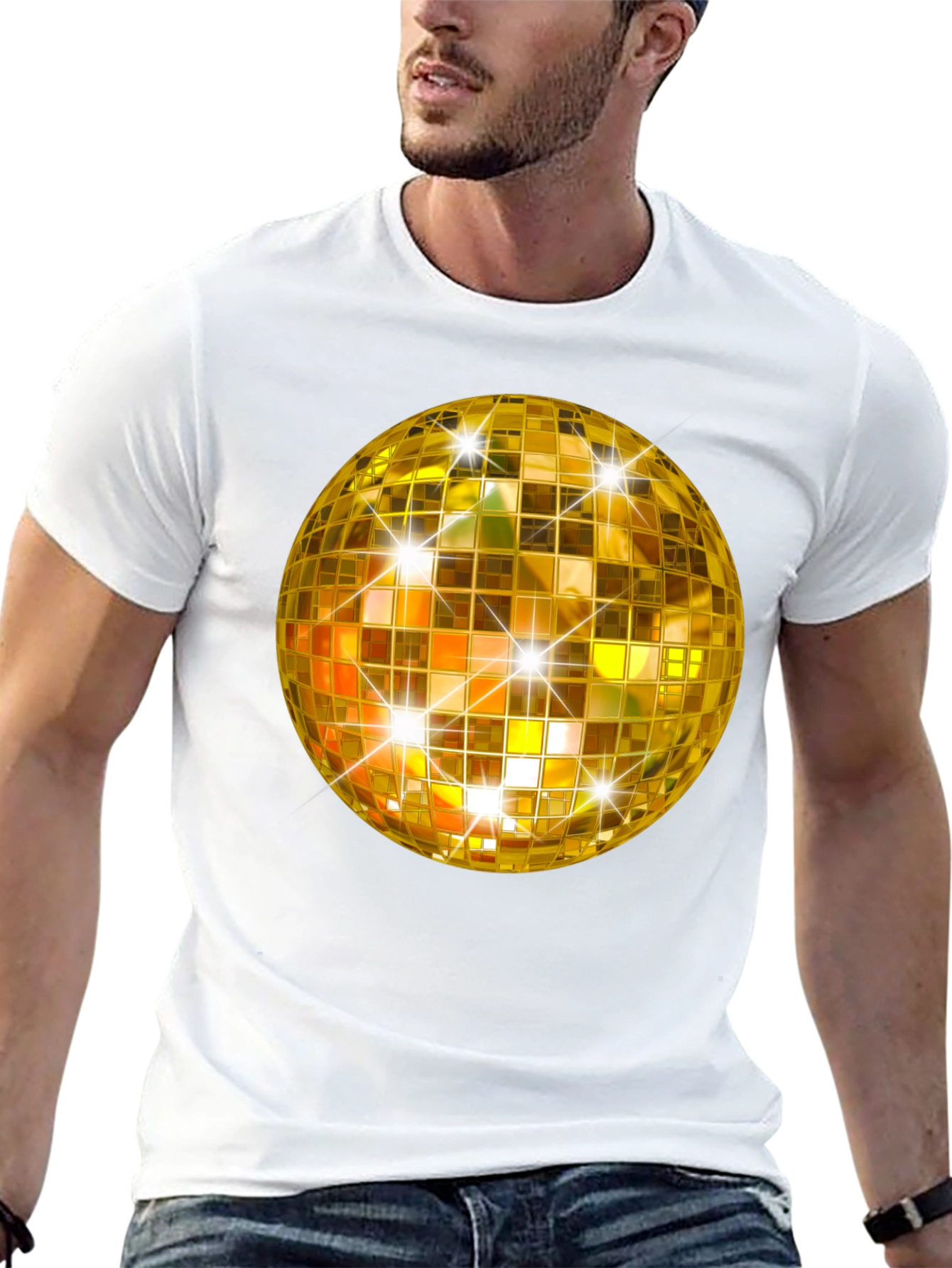 Golden Disco Ball T-Shirt - Sparkly Party Style