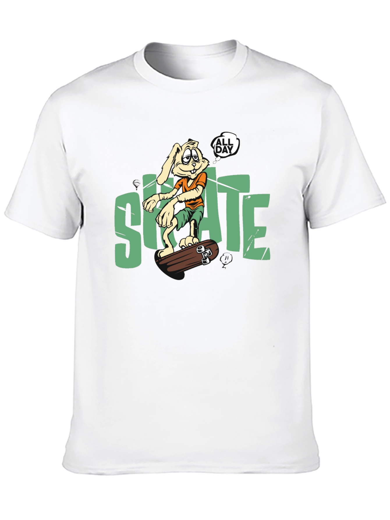Skate All Day T-Shirt: Bunny Skateboarder