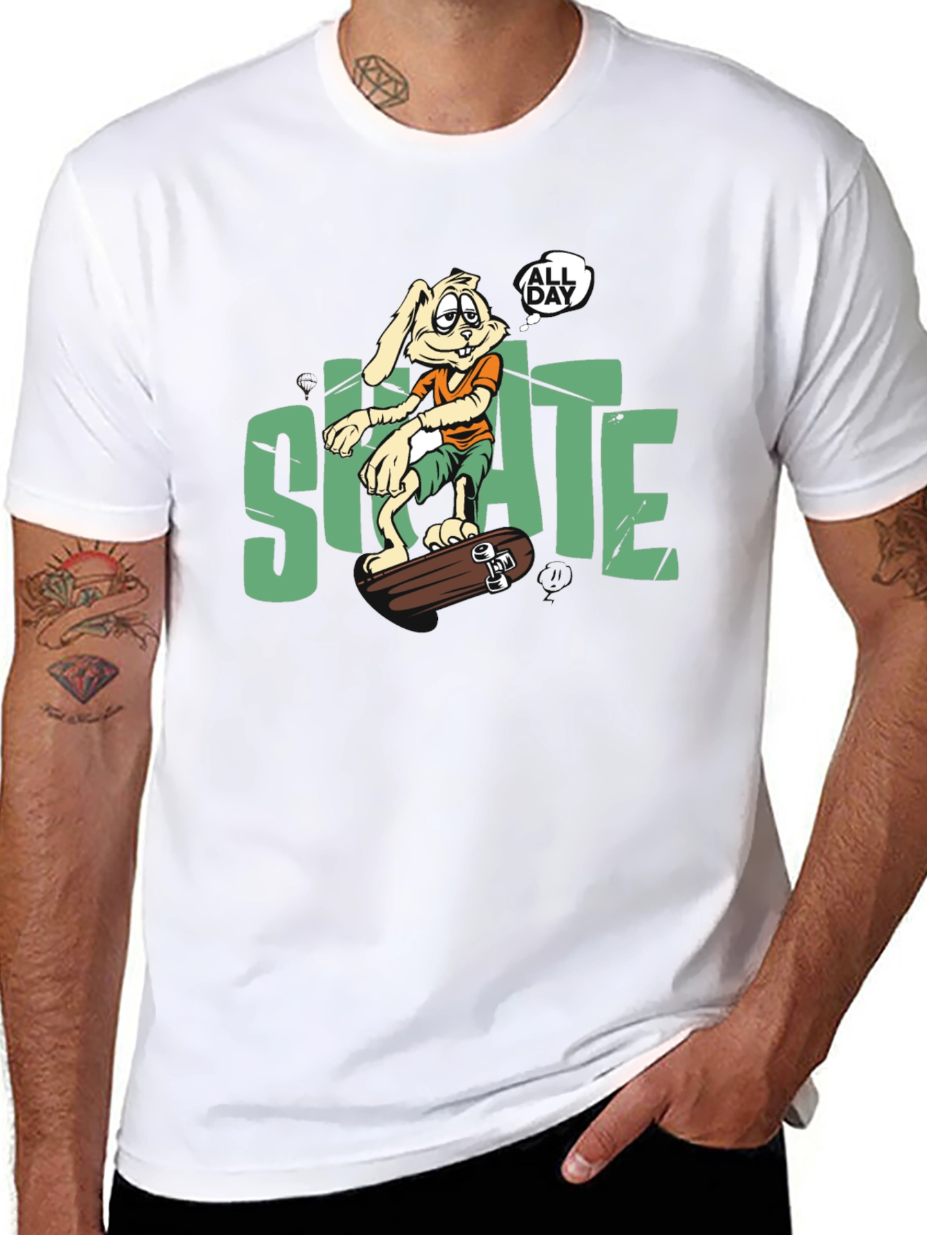 Skate All Day T-Shirt: Bunny Skateboarder