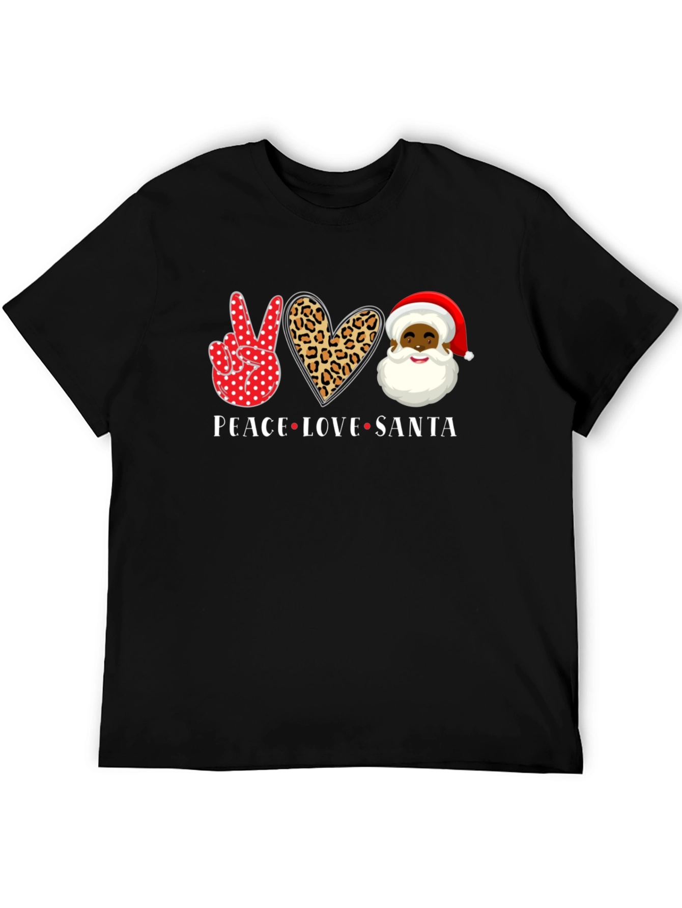 Peace Love Santa Black T-Shirt