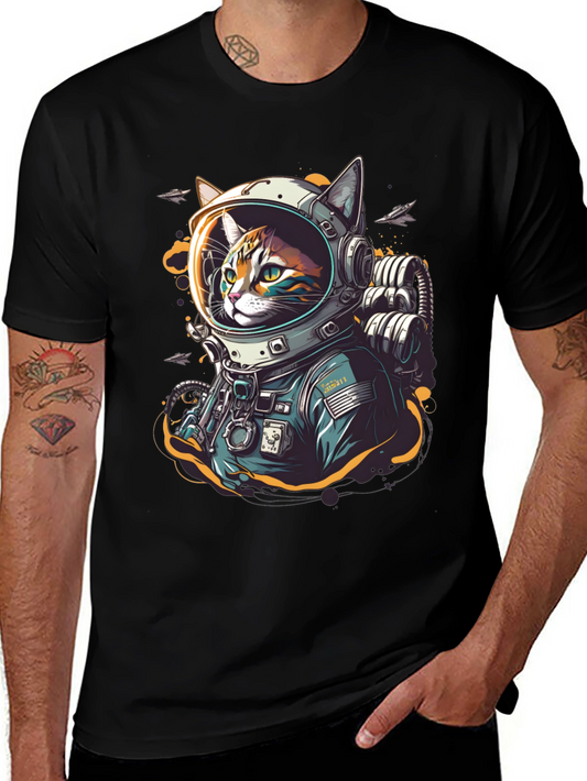 Cool Cat Astronaut Graphic T-Shirt
