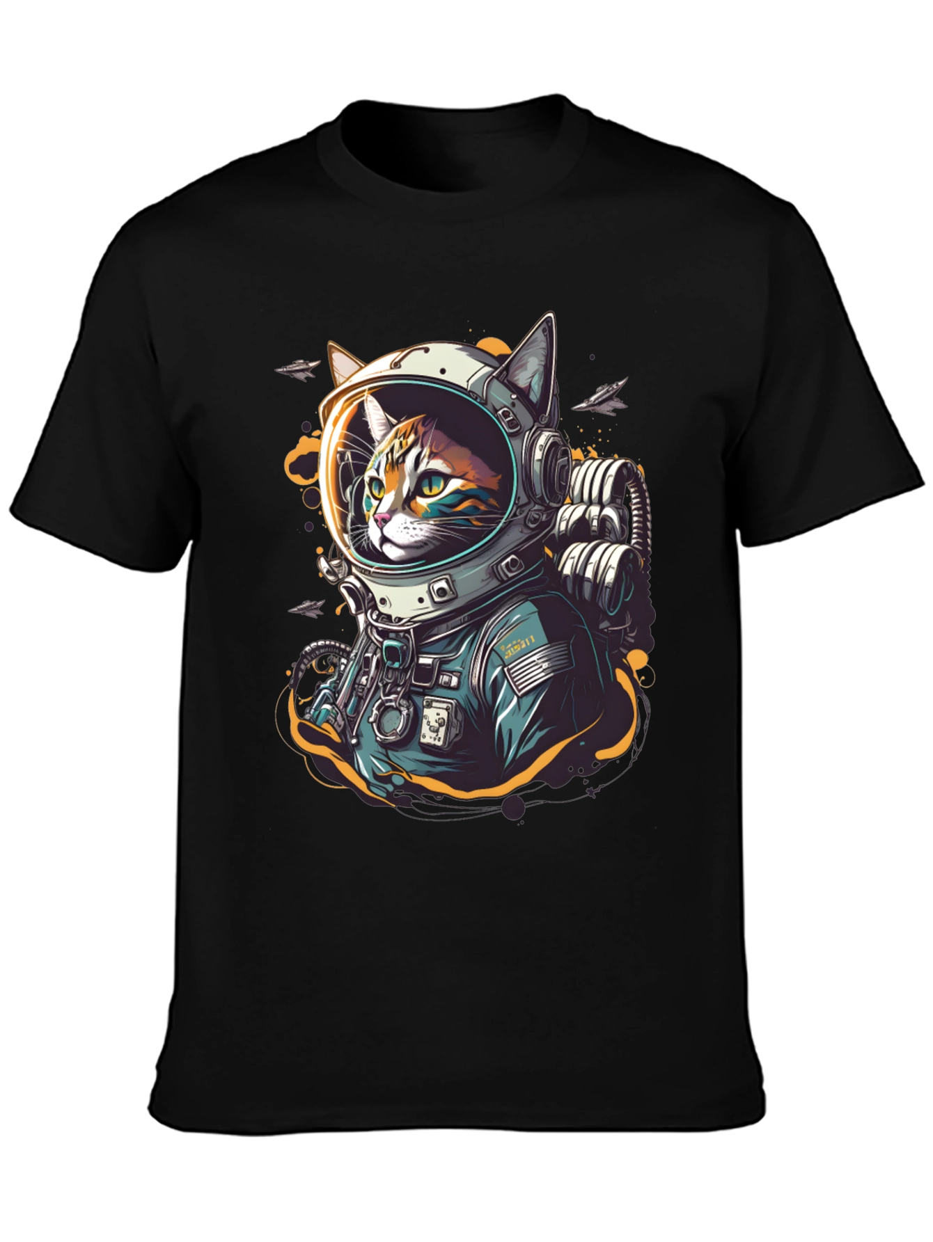 Cool Cat Astronaut Graphic T-Shirt