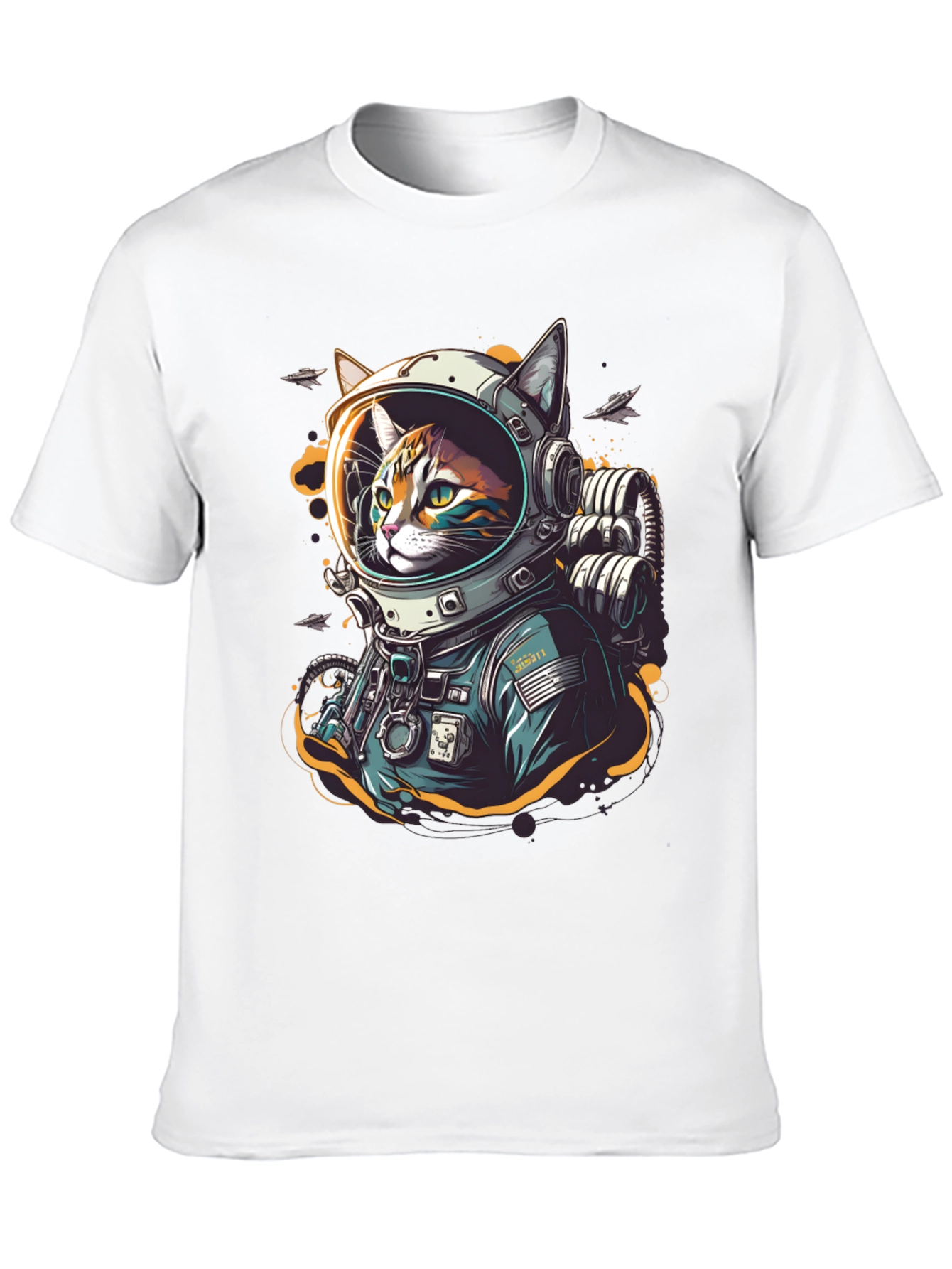 Cool Cat Astronaut Graphic T-Shirt