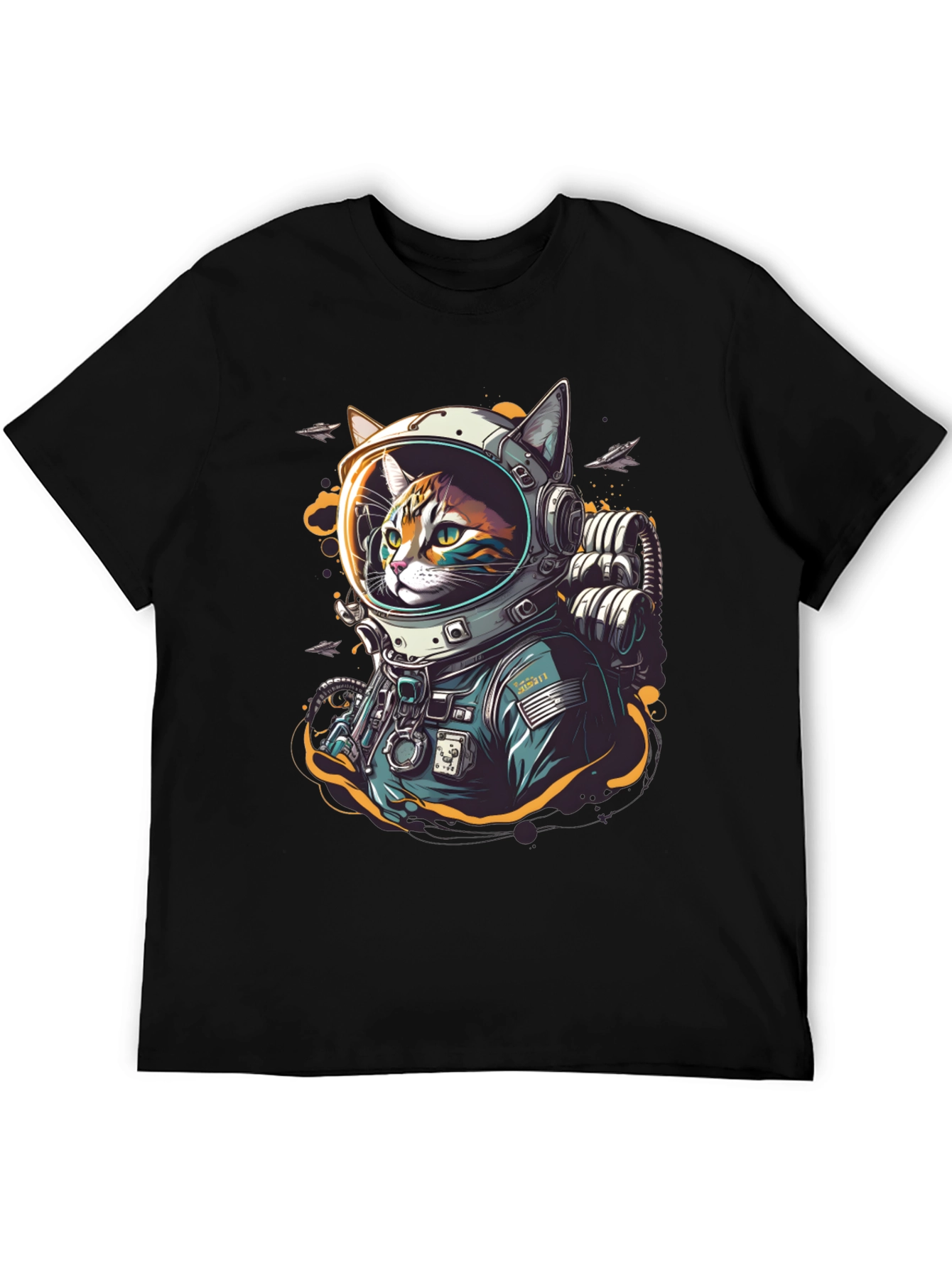 Cool Cat Astronaut Graphic T-Shirt