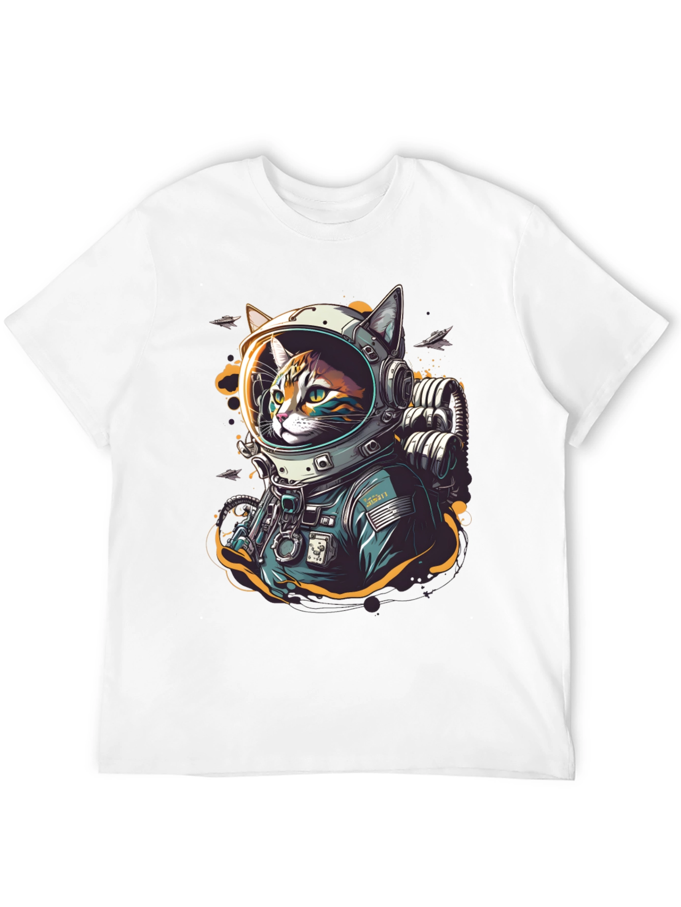 Cool Cat Astronaut Graphic T-Shirt