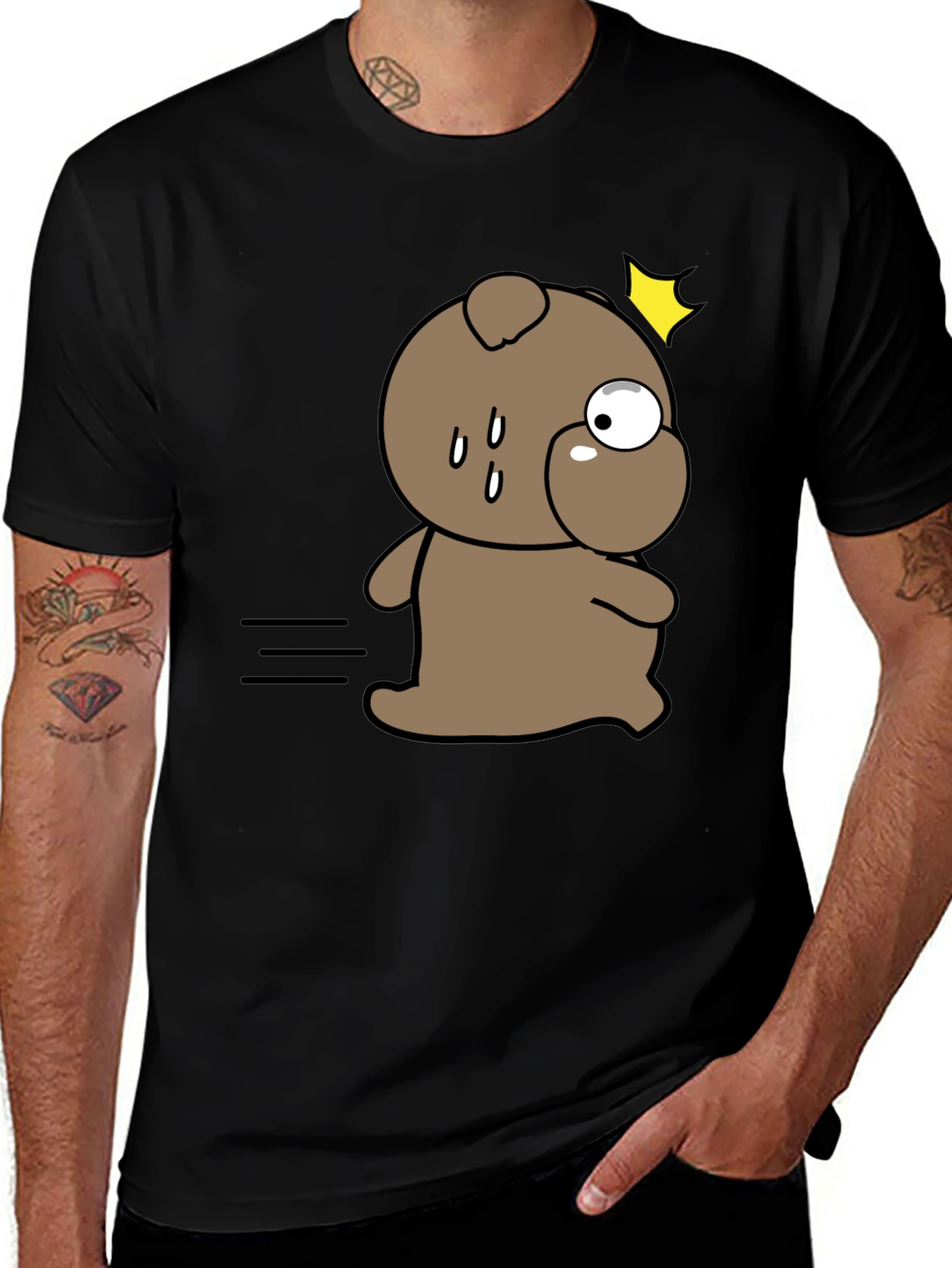 Funny Cartoon Dog Black T-Shirt