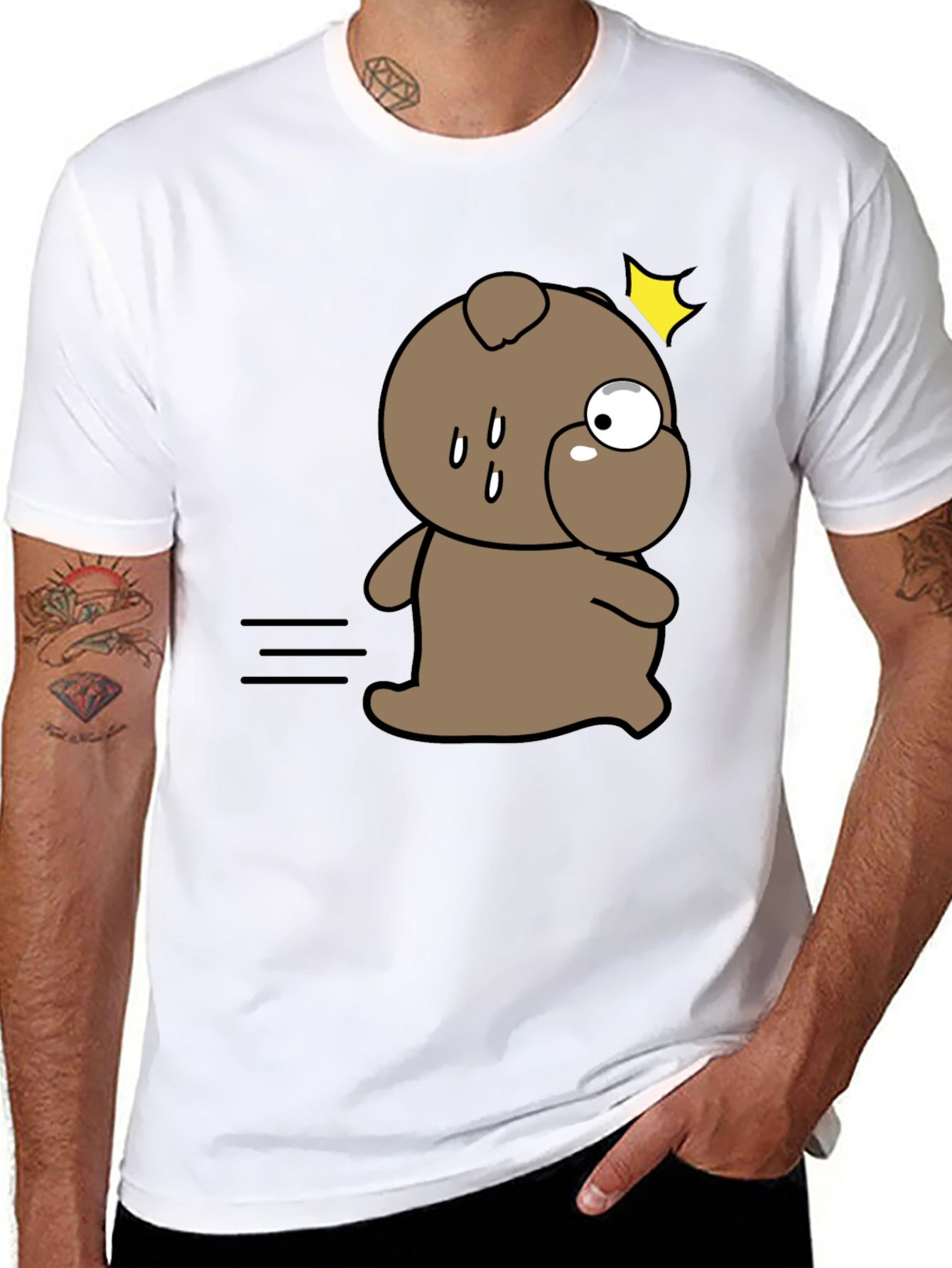 Funny Cartoon Dog Black T-Shirt